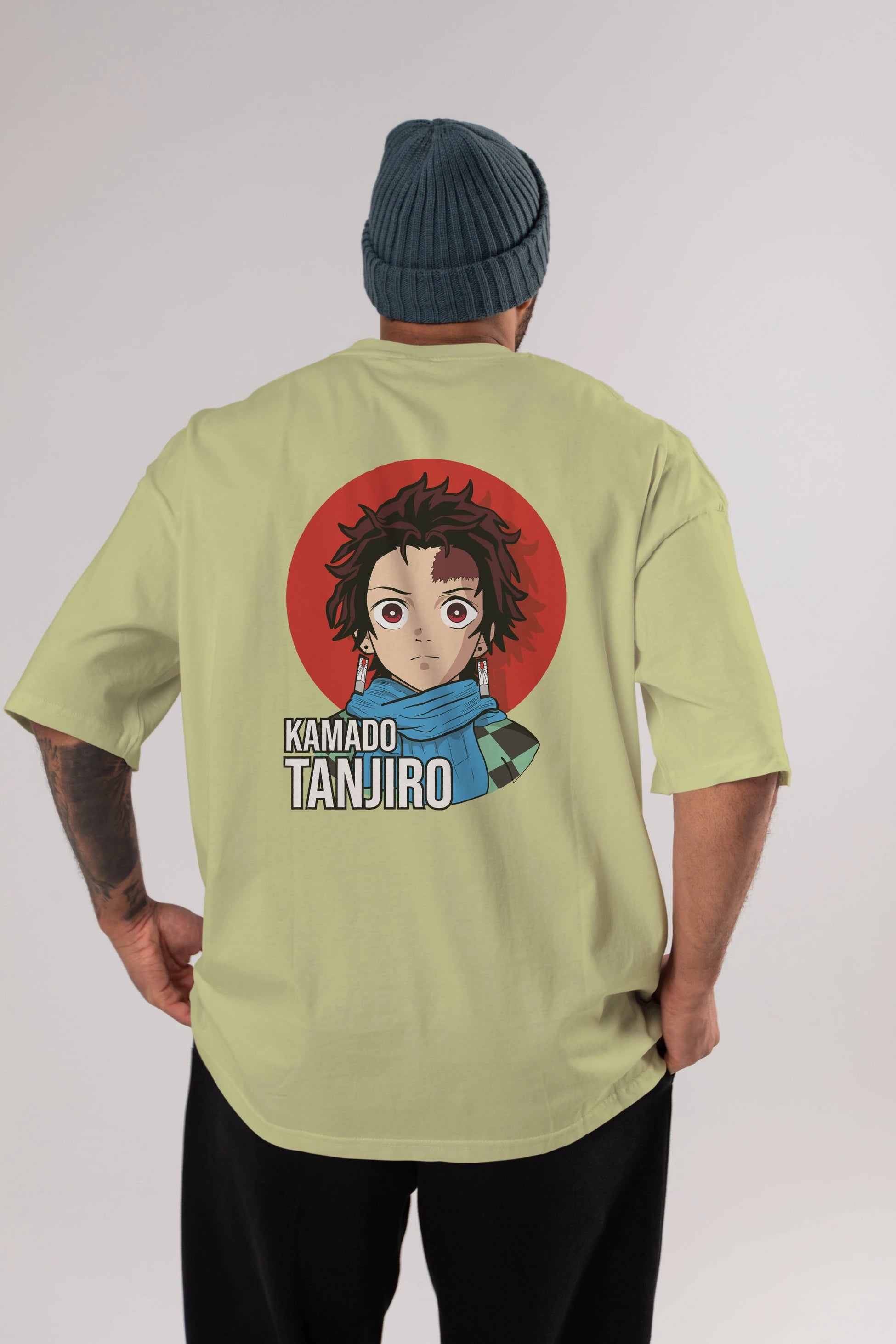 TANJIRO KAMADO Anime Arka Baskılı Oversize t-shirt Erkek Kadın Unisex