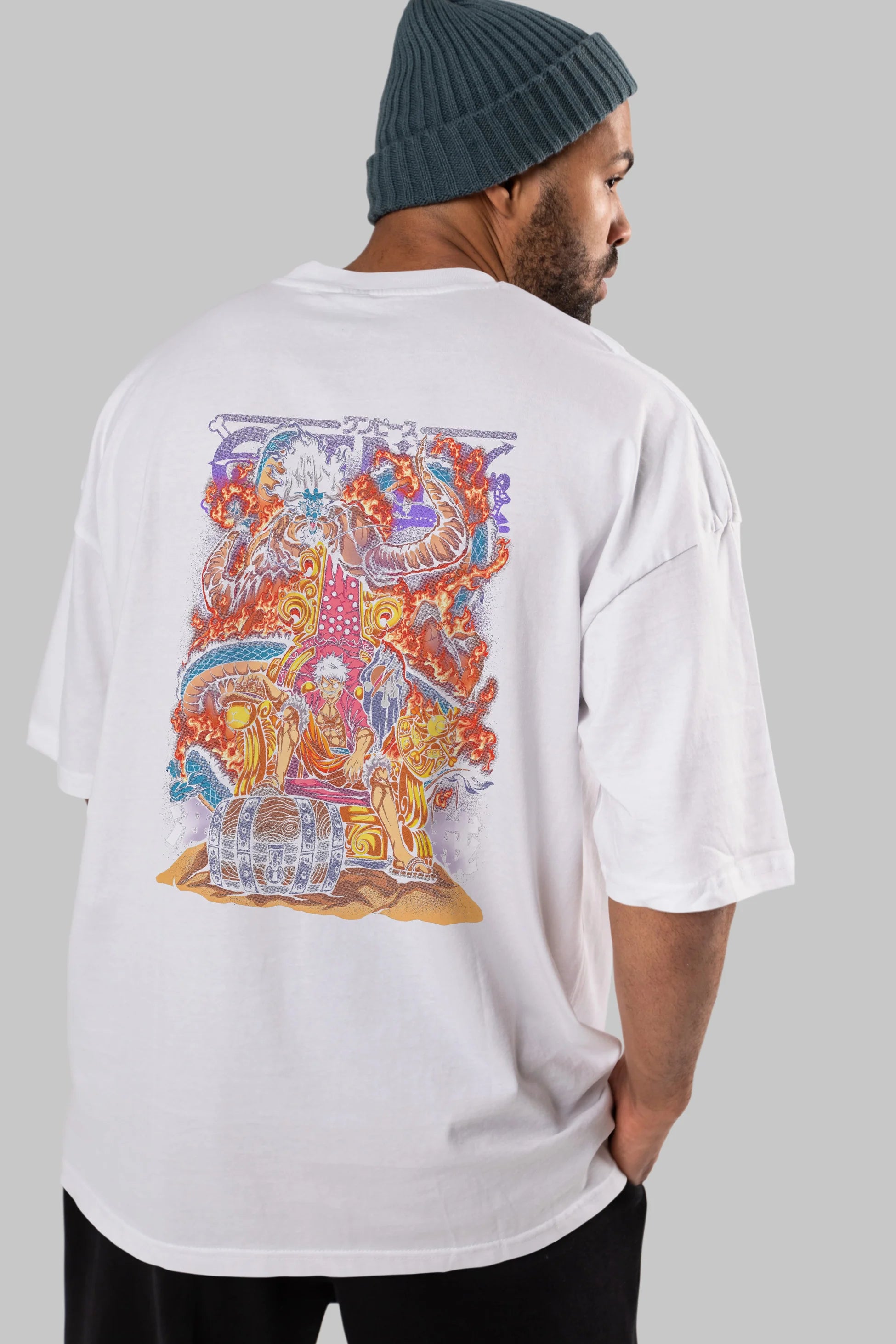 MONKEY D. LUFFY 1 Anime Arka Baskılı Oversize t-shirt Erkek Kadın Unisex