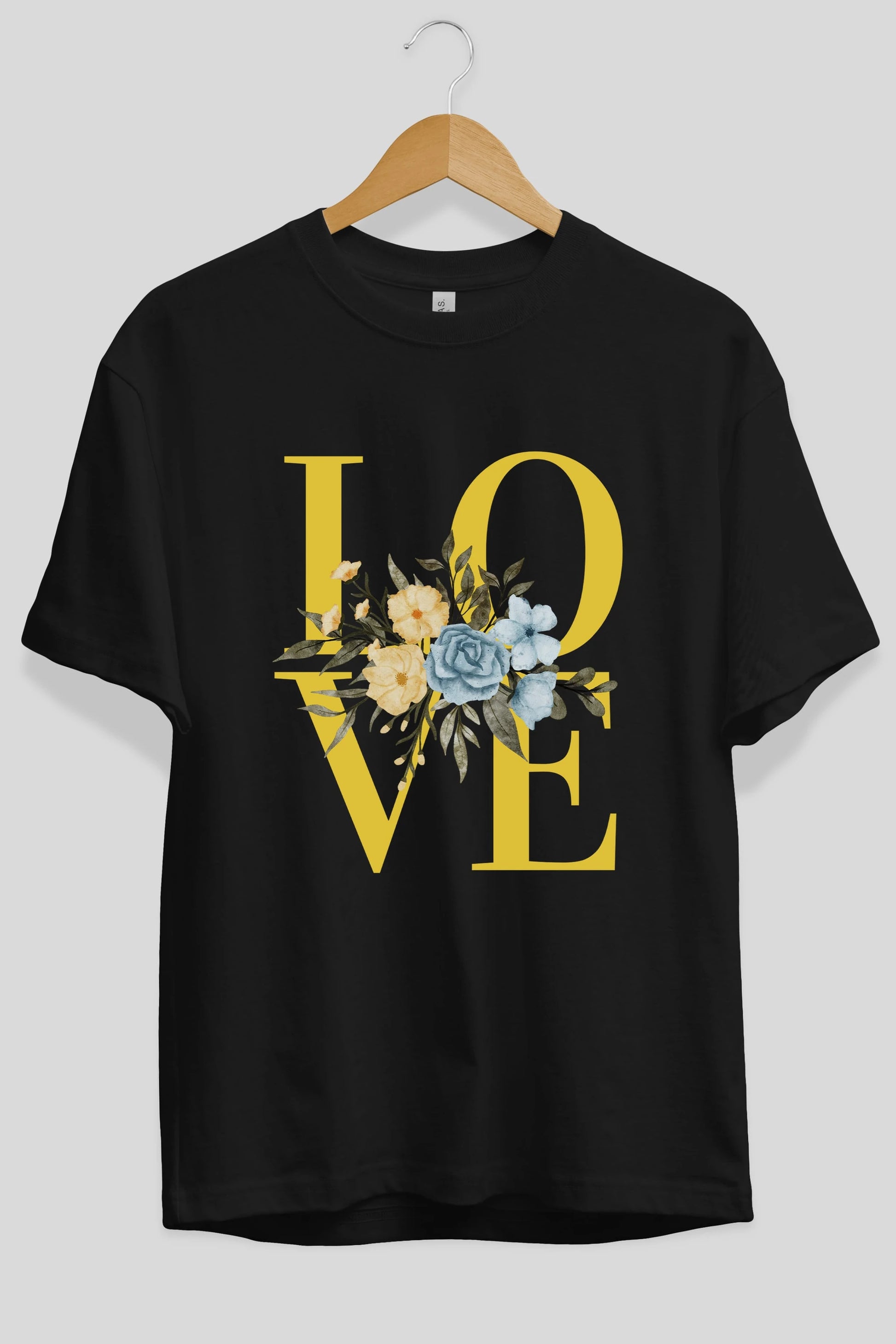 Love Flower Ön Baskılı Oversize t-shirt Erkek Kadın Unisex