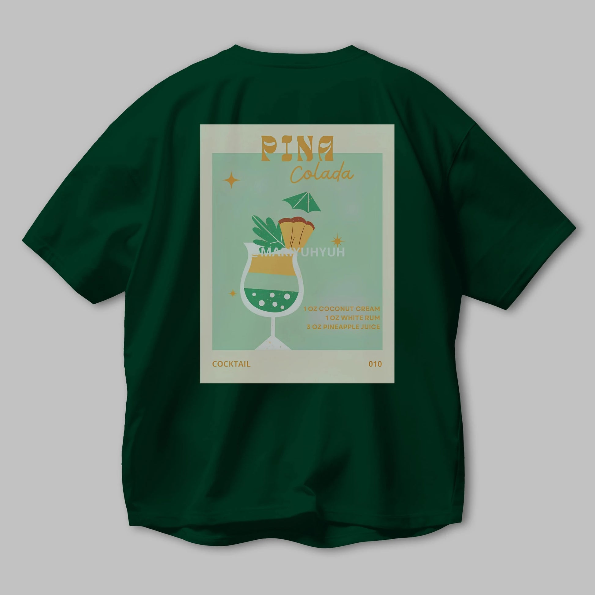 Pina Colada Arka Baskılı Oversize t-shirt Erkek Kadın Unisex %100 Pamuk Bisiklet Yaka tişort