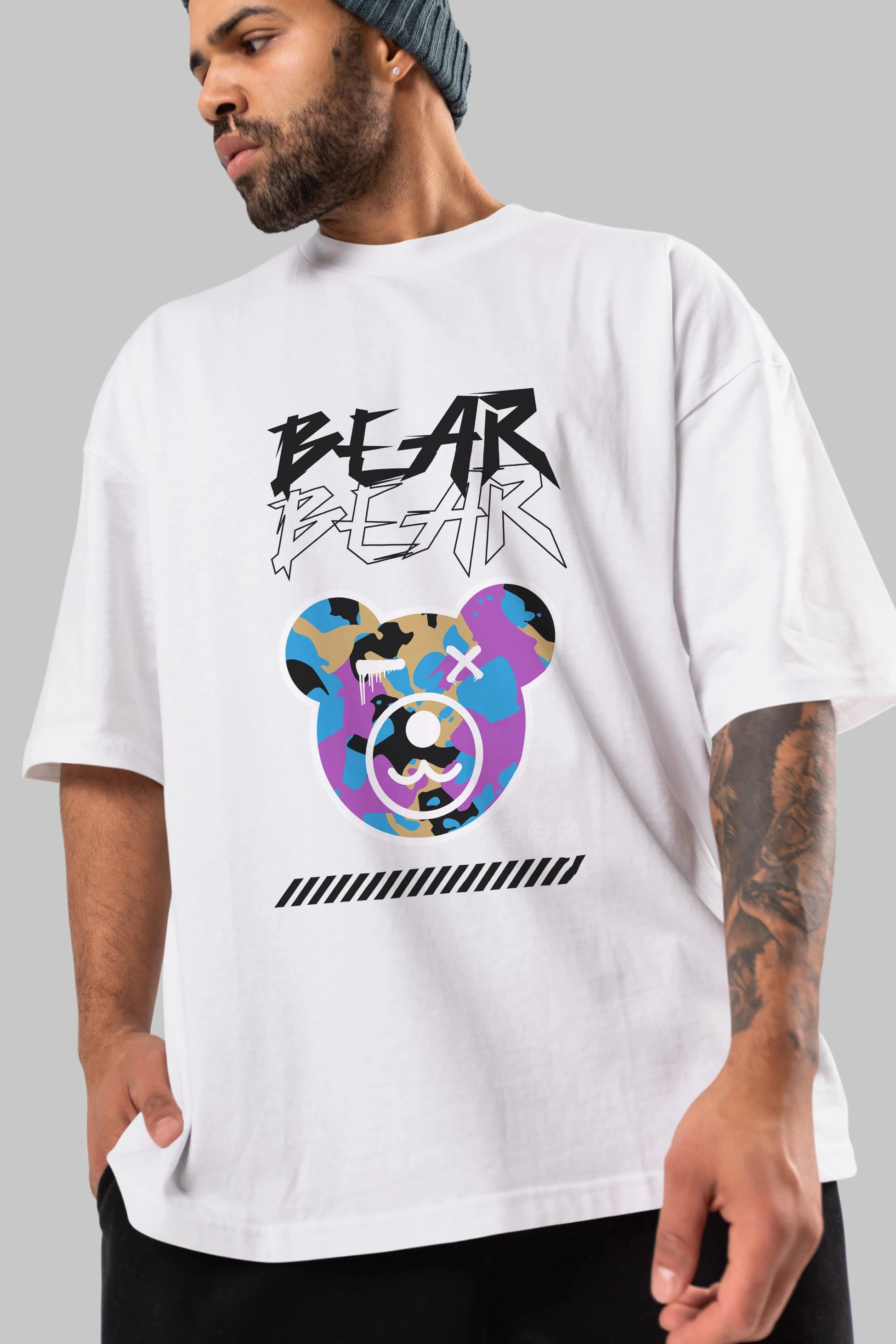 Bear Bear Ön Baskılı Oversize t-shirt Erkek Kadın Unisex