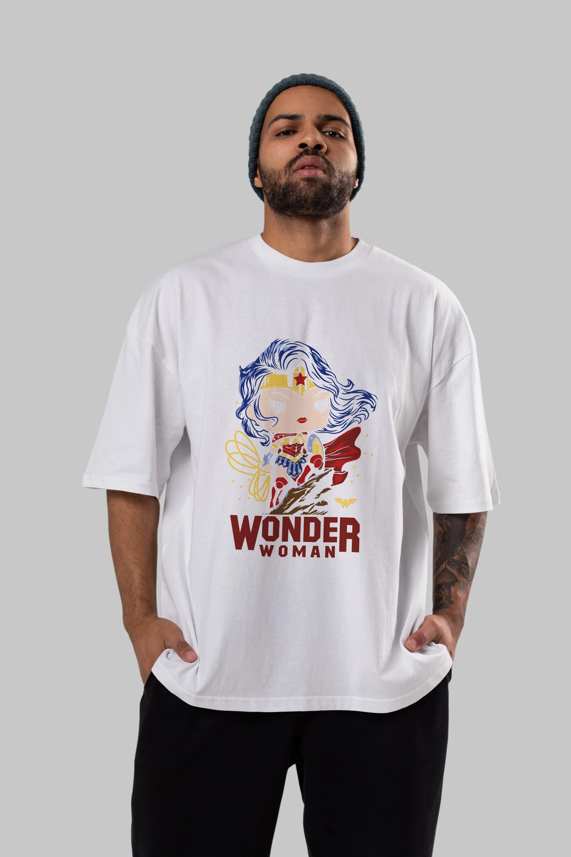 Wonder Woman (2) Ön Baskılı Oversize t-shirt Erkek Kadın Unisex %100 Pamuk Bisiklet Yaka tişort