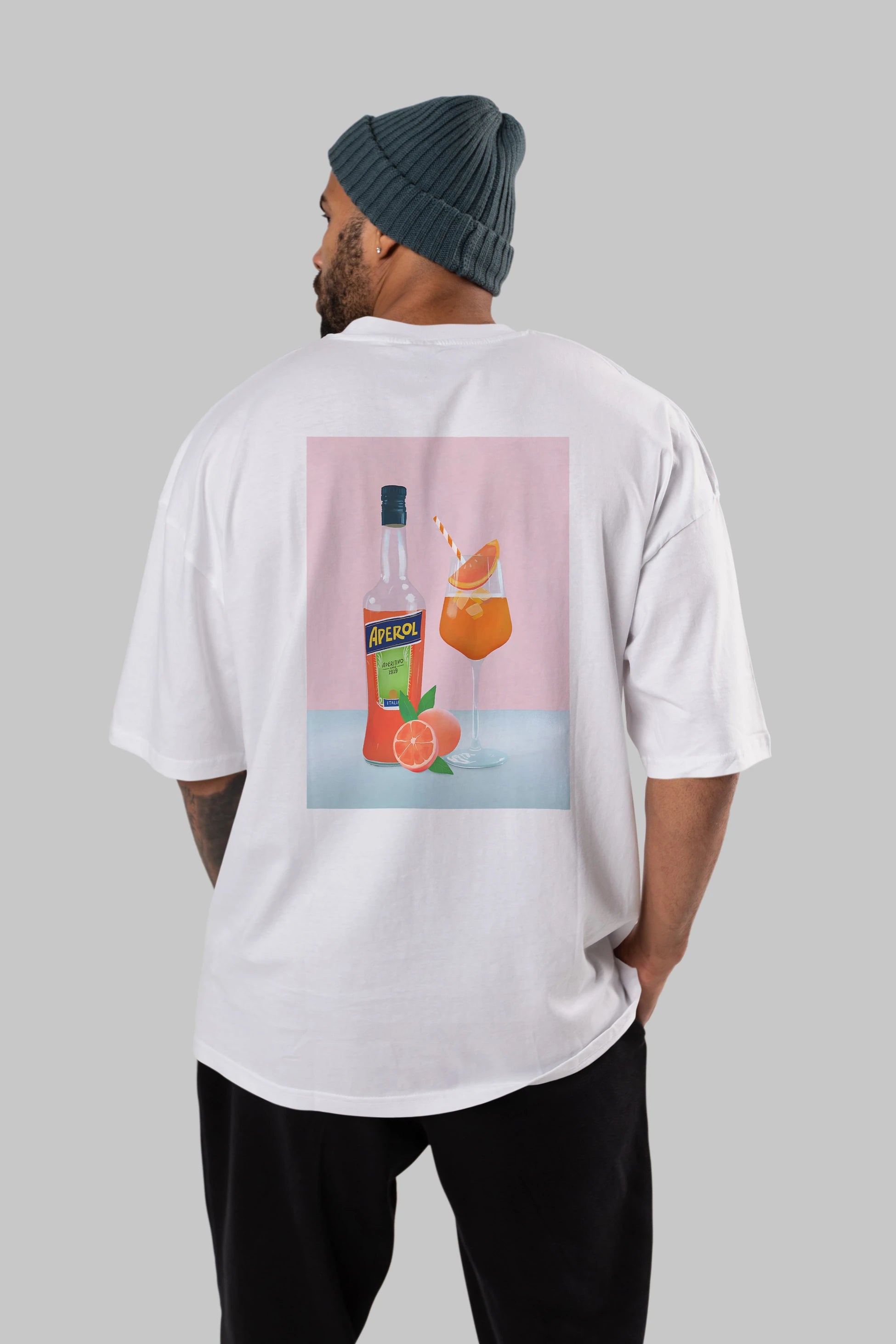 Aperol Spritz 3 Arka Baskılı Oversize t-shirt Erkek Kadın Unisex %100 Pamuk Bisiklet Yaka tişort