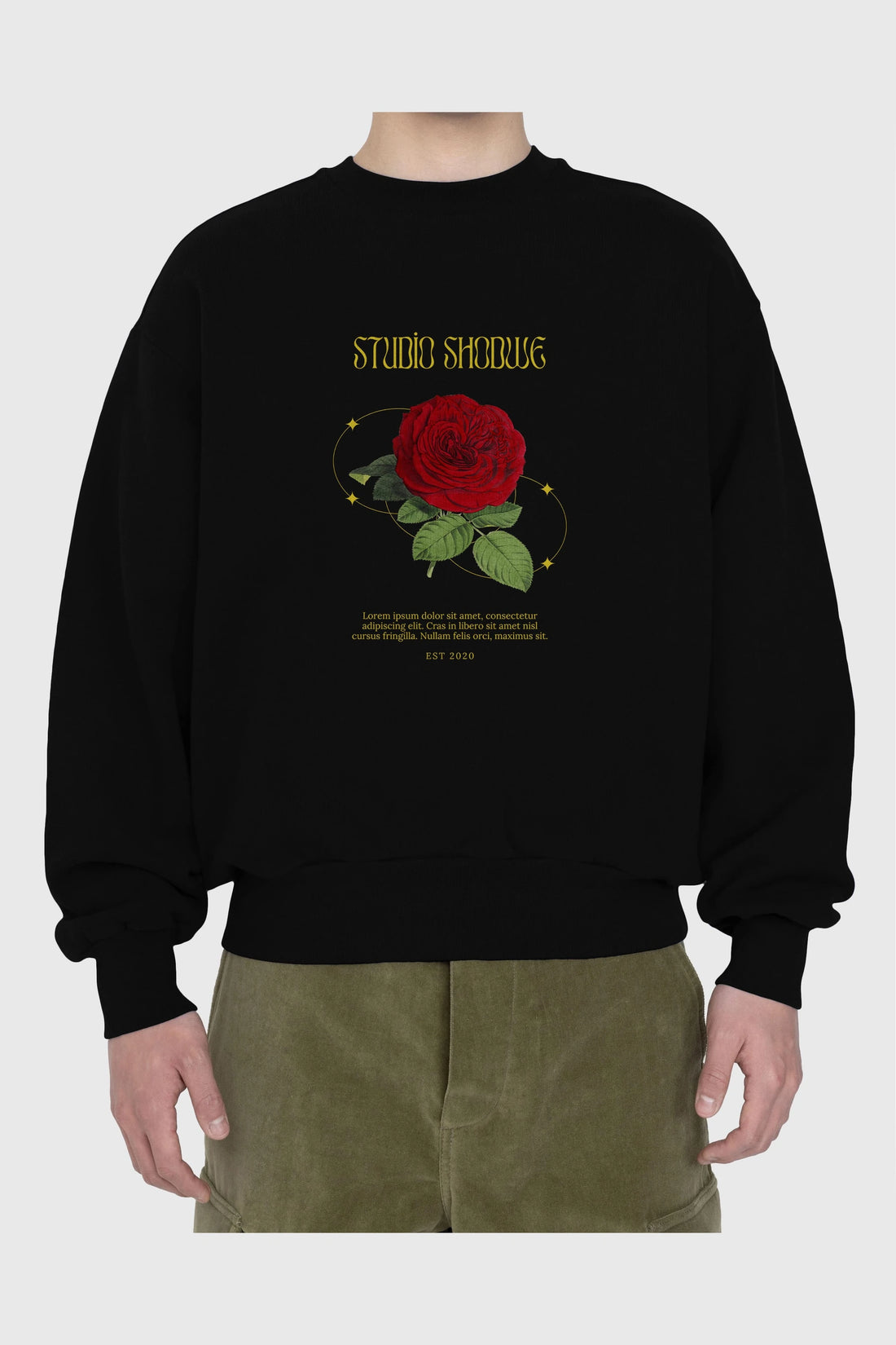 Studio Shodwe Rose Ön Baskılı Oversize Sweatshirt Erkek Kadın Unisex
