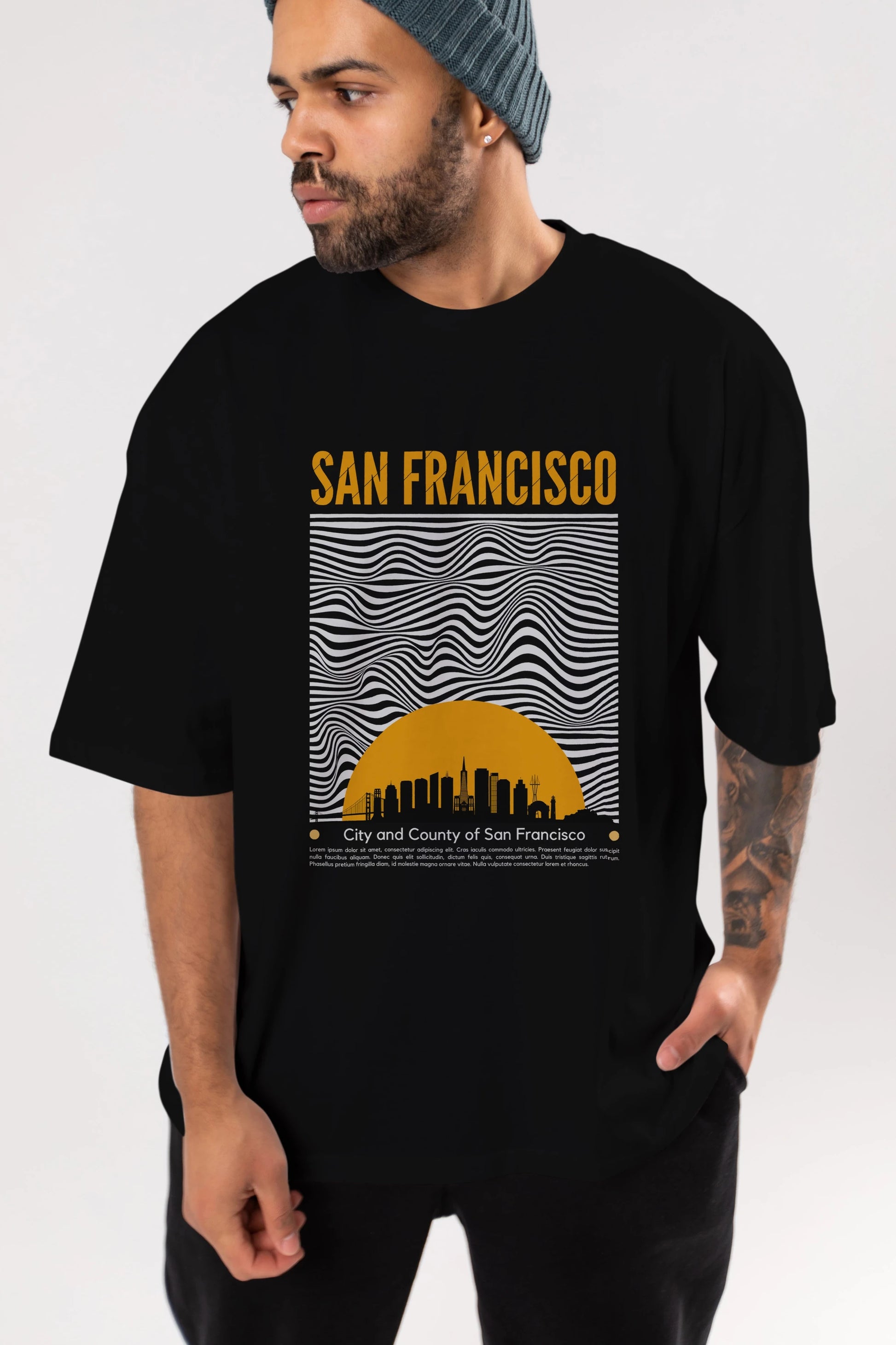 San Francisco Yazılı Ön Baskılı Oversize t-shirt Erkek Kadın Unisex