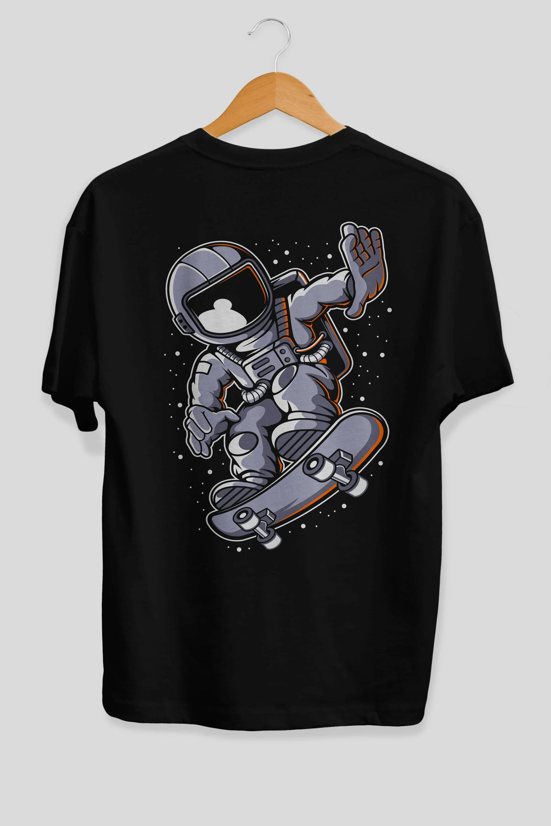 Astronaut Skateboard Arka Baskılı Oversize t-shirt Erkek Kadın Unisex