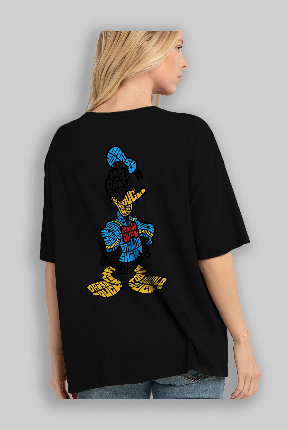 Donald Arka Baskılı Oversize t-shirt %100 pamuk Erkek Kadın Unisex