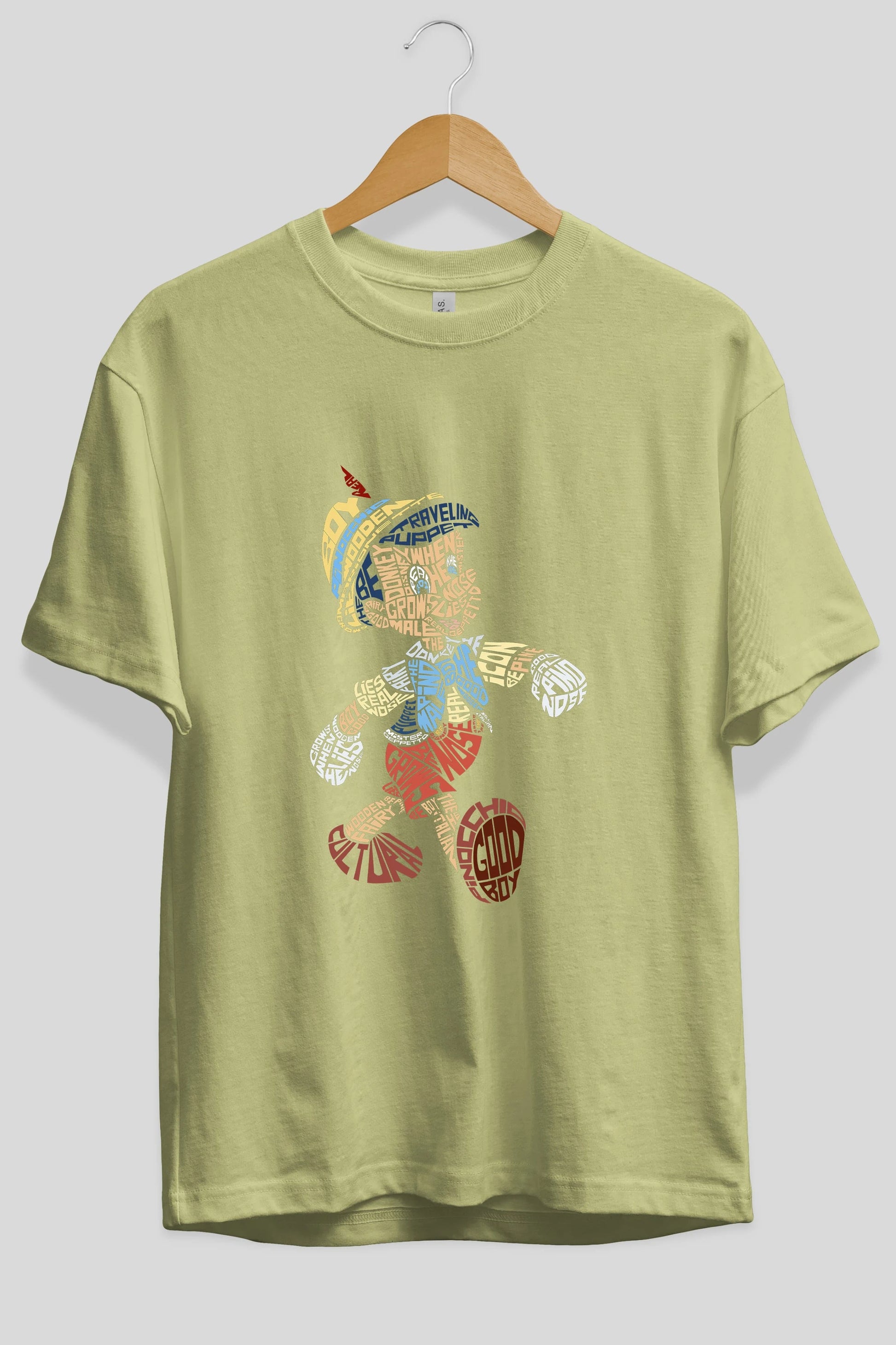 Pinokio Ön Baskılı Oversize t-shirt %100 pamuk Erkek Kadın Unisex