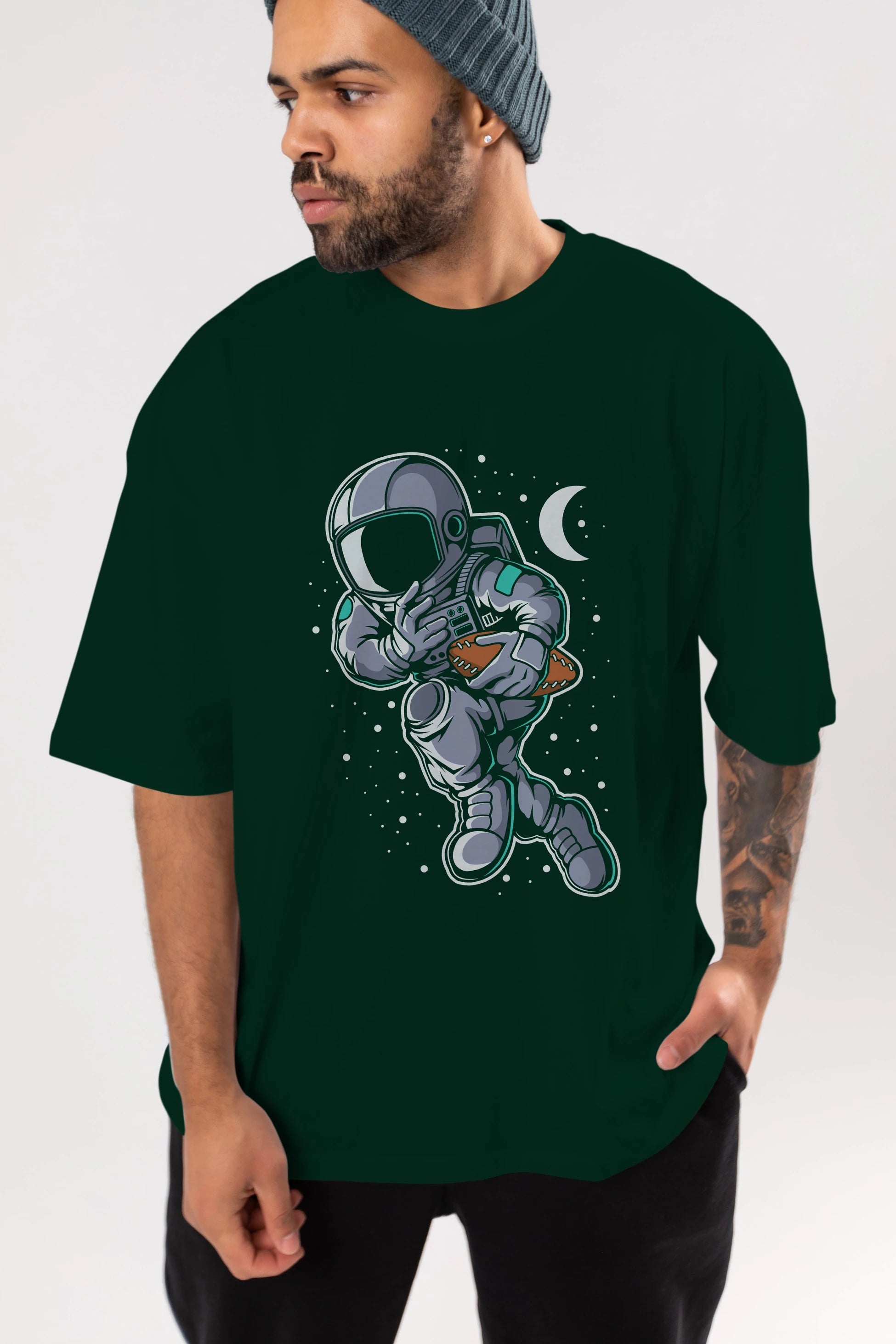 Astronaut Rugby Ön Baskılı Oversize t-shirt Erkek Kadın Unisex
