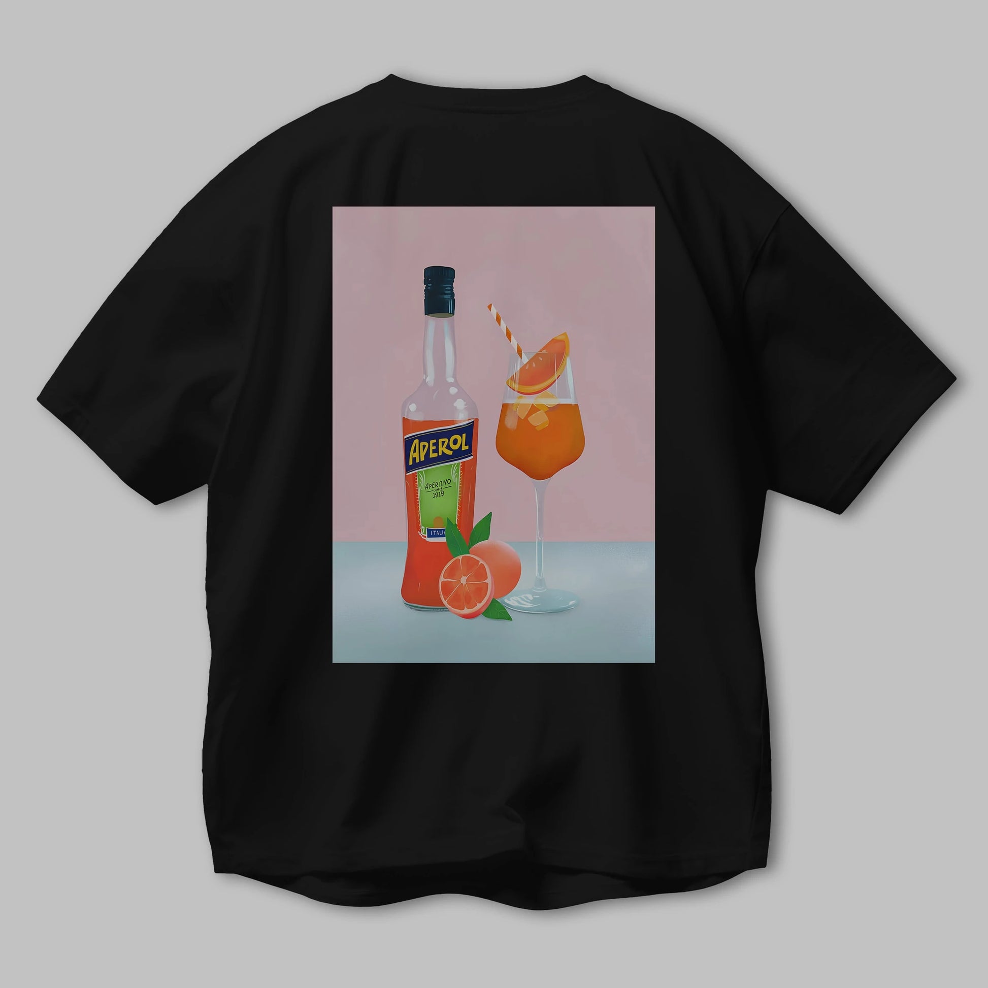 Aperol Spritz 3 Arka Baskılı Oversize t-shirt Erkek Kadın Unisex %100 Pamuk Bisiklet Yaka tişort