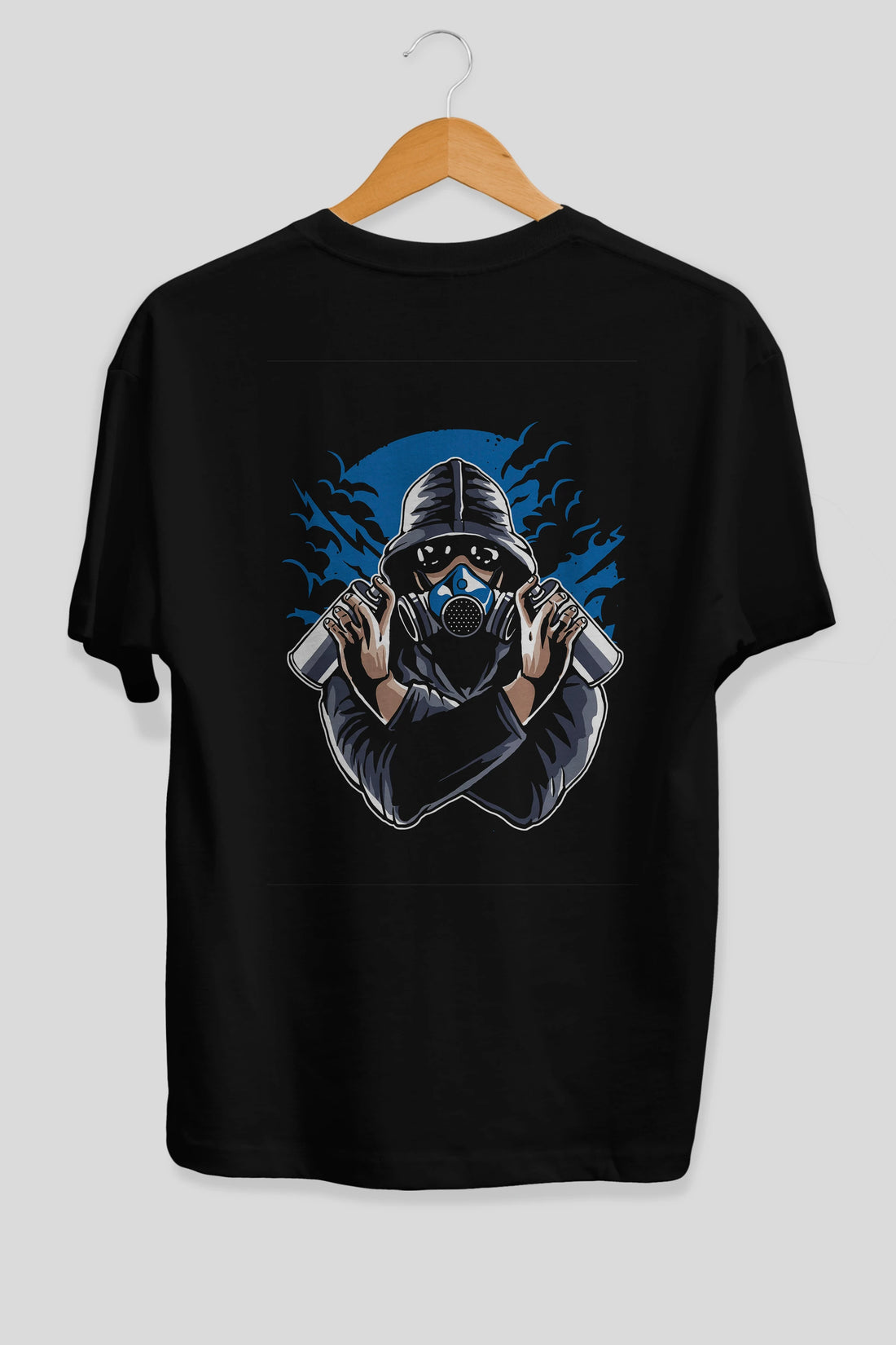 Graffiti Gasmask Arka Baskılı Oversize t-shirt Erkek Kadın Unisex %100 Pamuk