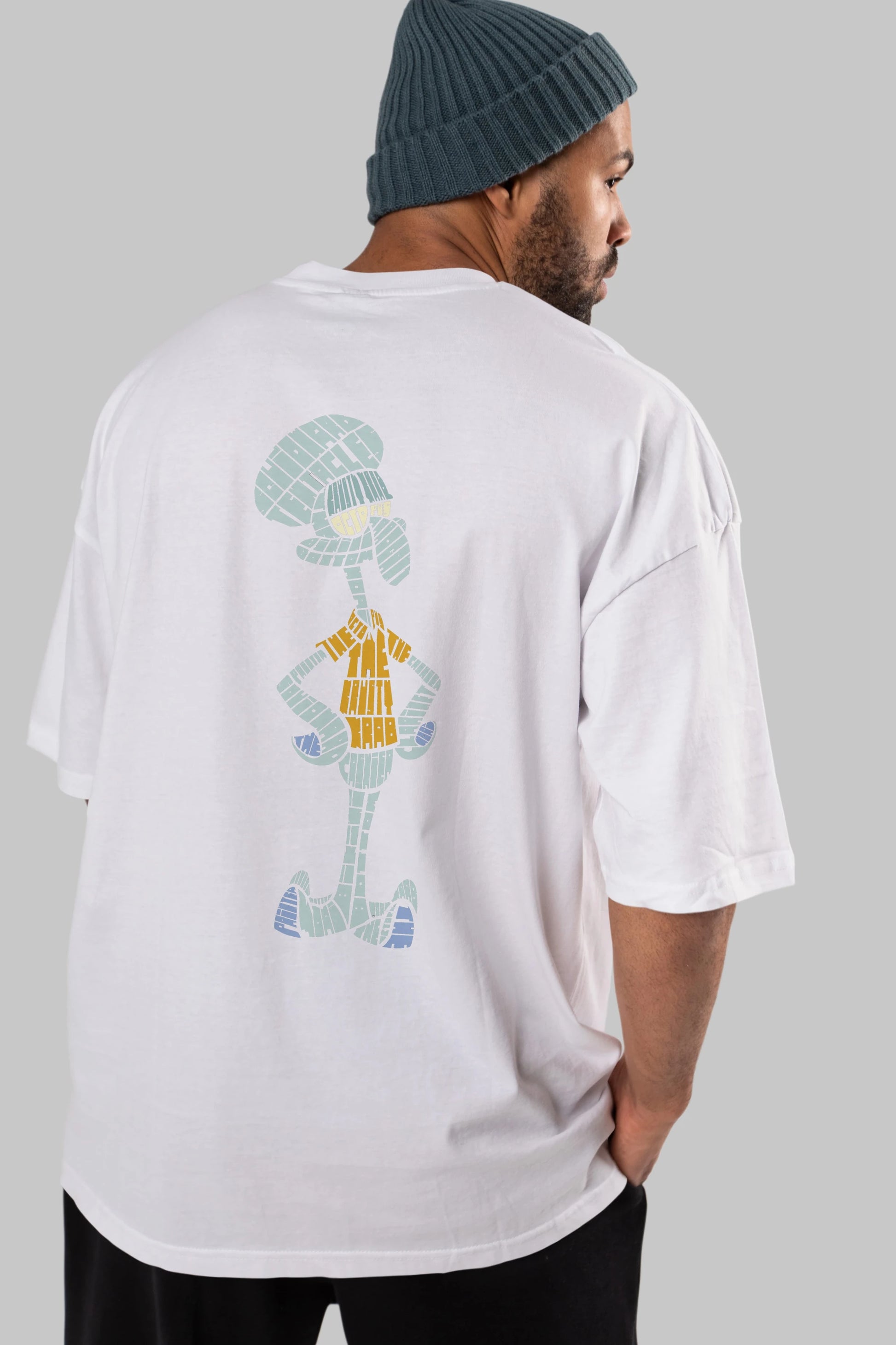 Squidward Arka Baskılı Oversize t-shirt %100 pamuk Erkek Kadın Unisex