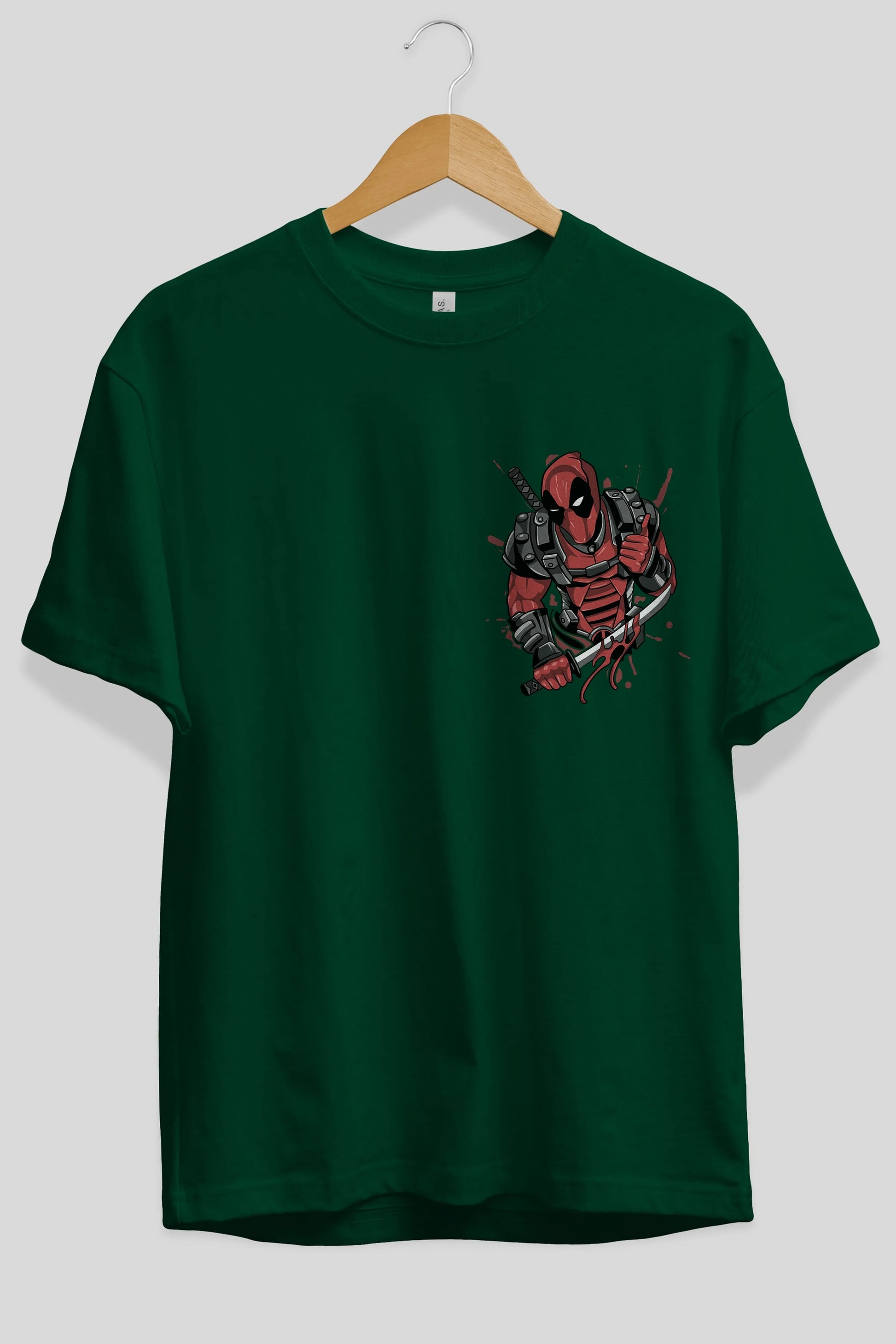 Deadpool (12) Ön Sol Baskılı Oversize t-shirt Erkek Kadın Unisex %100 Pamuk Bisiklet Yaka tişort
