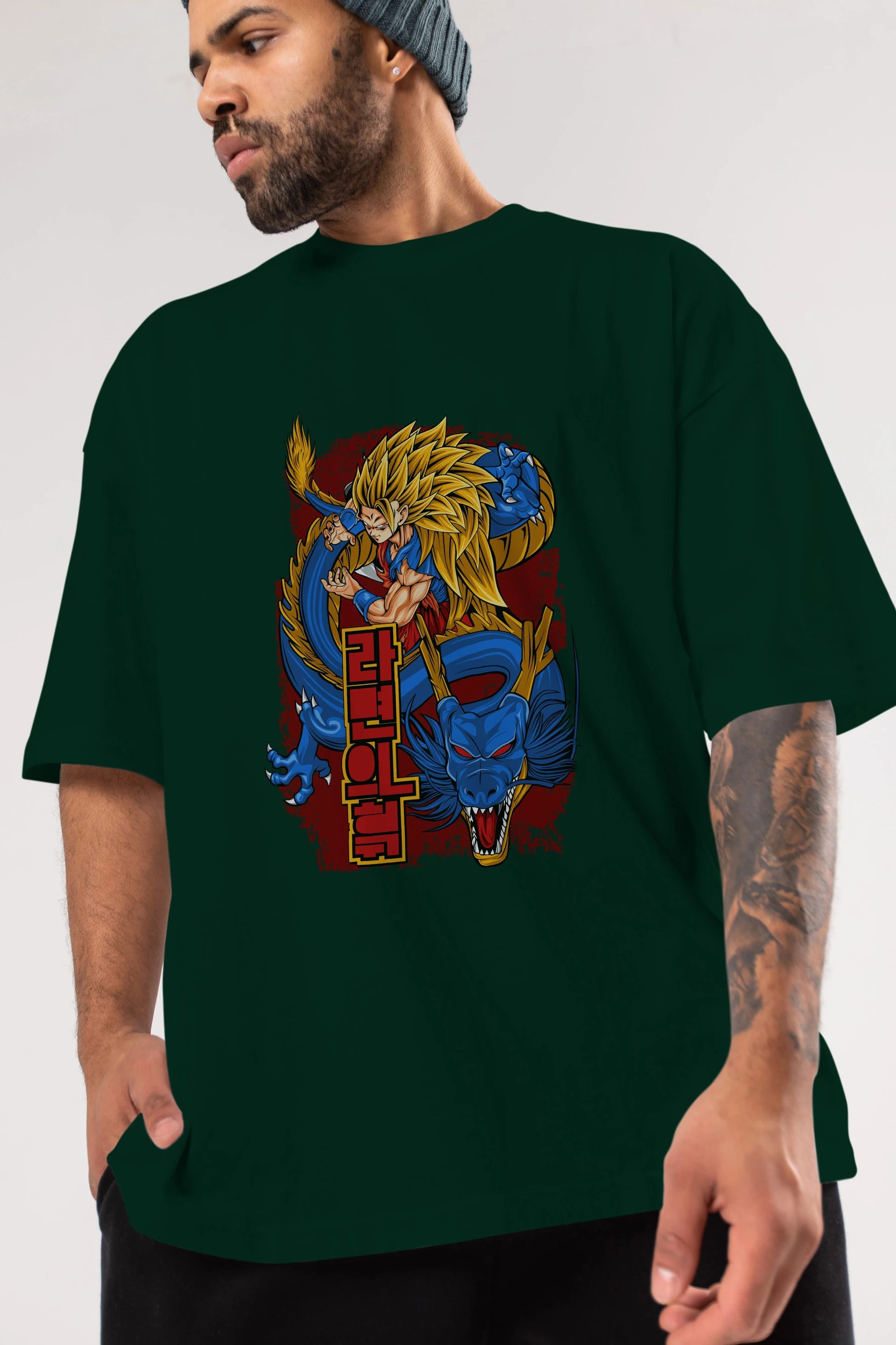 DRAGON BALL Z Anime Ön Baskılı Oversize t-shirt %100 pamuk Erkek Kadın Unisex
