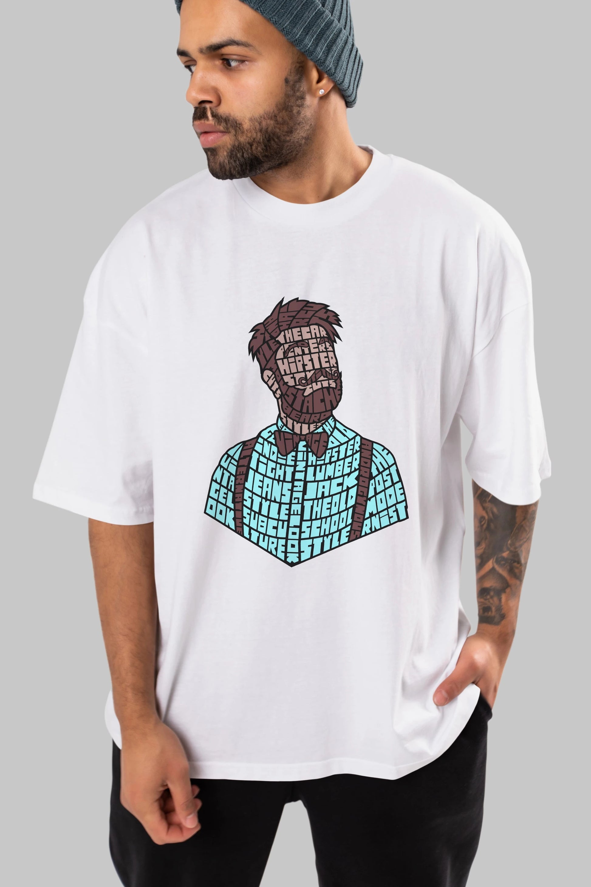 Hipster (2) Ön Baskılı Oversize t-shirt %100 pamuk Erkek Kadın Unisex