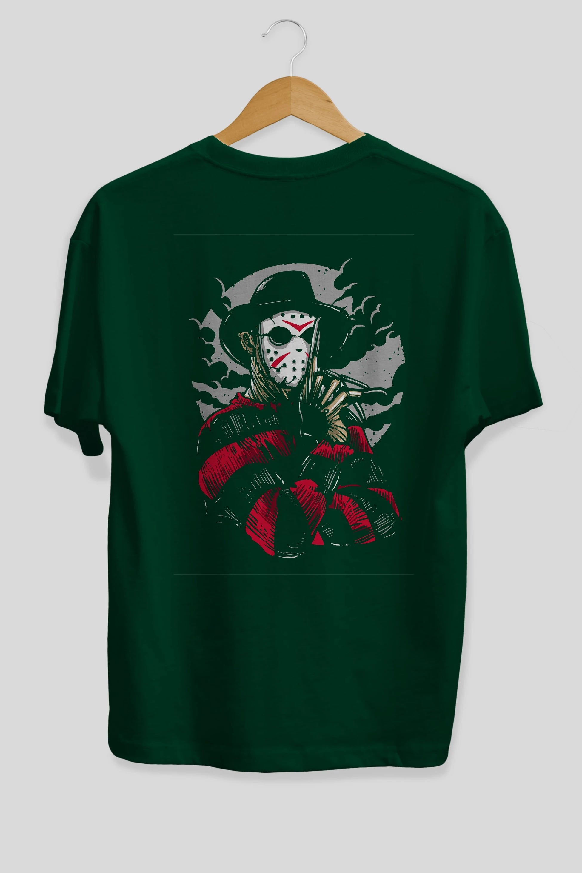 Freddy VS Jason (2) Arka Baskılı Oversize t-shirt Erkek Kadın Unisex %100 Pamuk