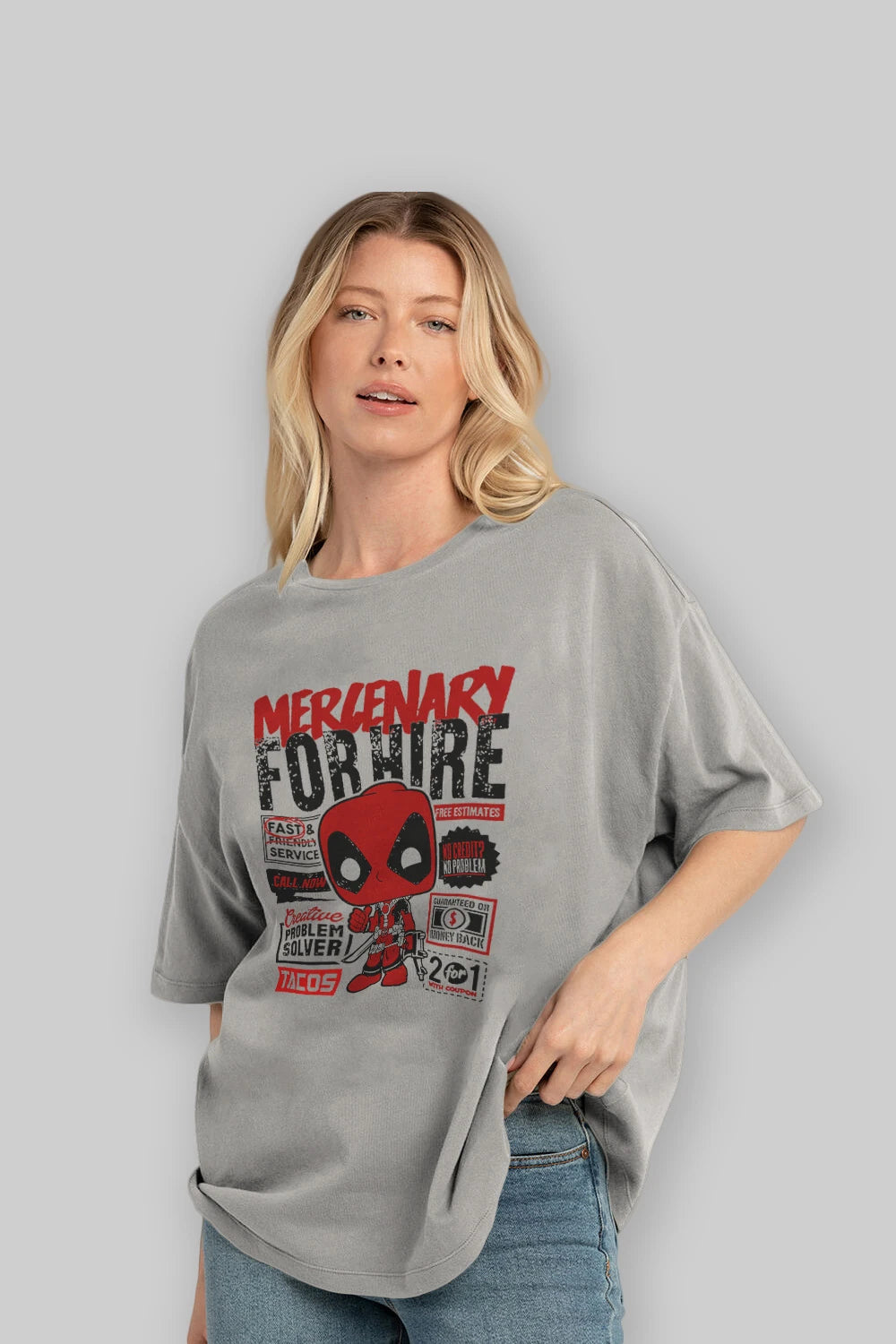 Deadpool (18) Ön Baskılı Oversize t-shirt Erkek Kadın Unisex %100 Pamuk Bisiklet Yaka tişort
