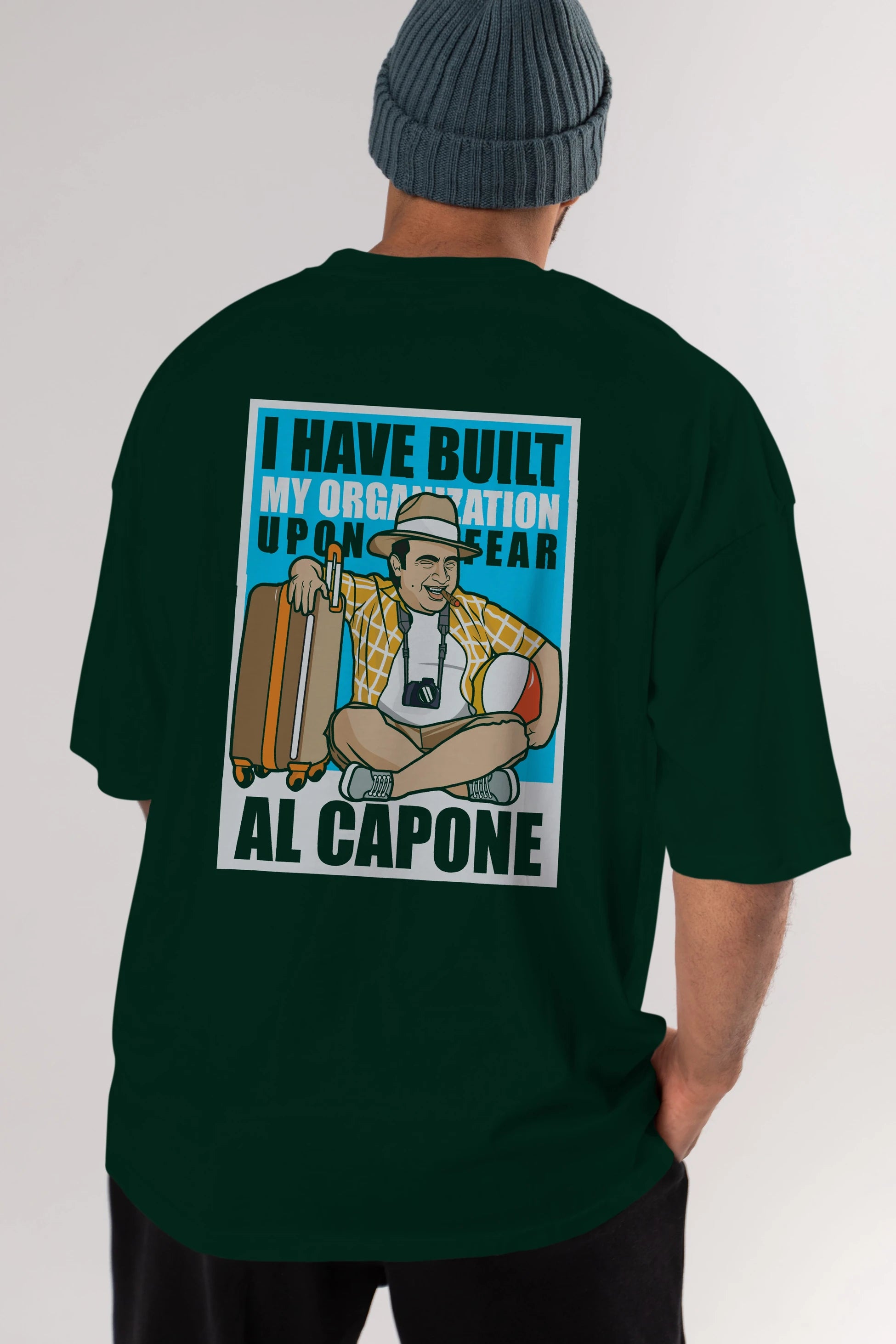Al Capone Holiday Arka Baskılı Oversize t-shirt Erkek Kadın Unisex %100 Pamuk tişort