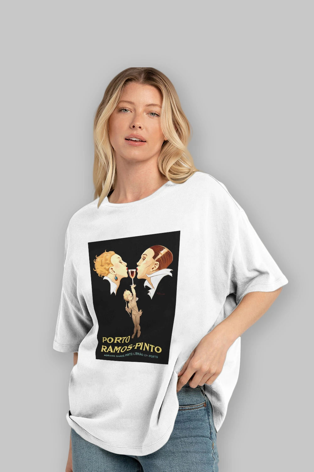 Porto Ramos Pinto Ön Baskılı Oversize t-shirt Erkek Kadın Unisex %100 Pamuk Bisiklet Yaka tişort