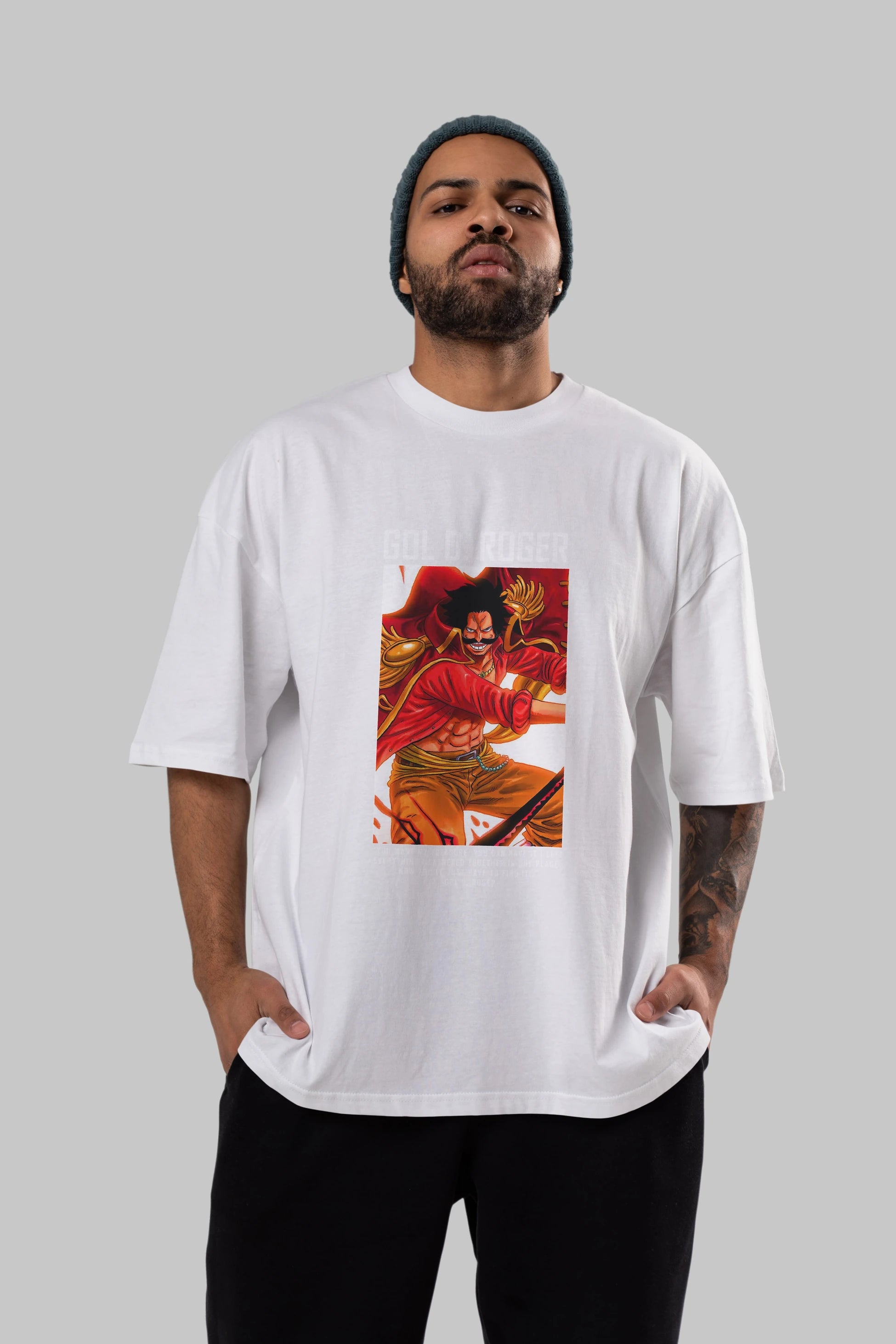 Gol D. Roger Anime Ön Baskılı Oversize t-shirt Erkek Kadın Unisex