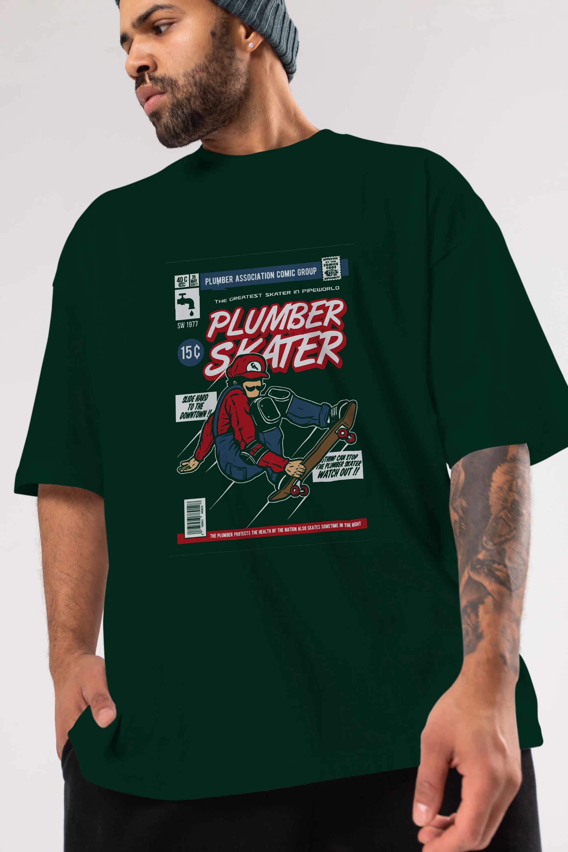 Plumber Skater Ön Baskılı Oversize t-shirt Erkek Kadın Unisex %100 Pamuk tişort