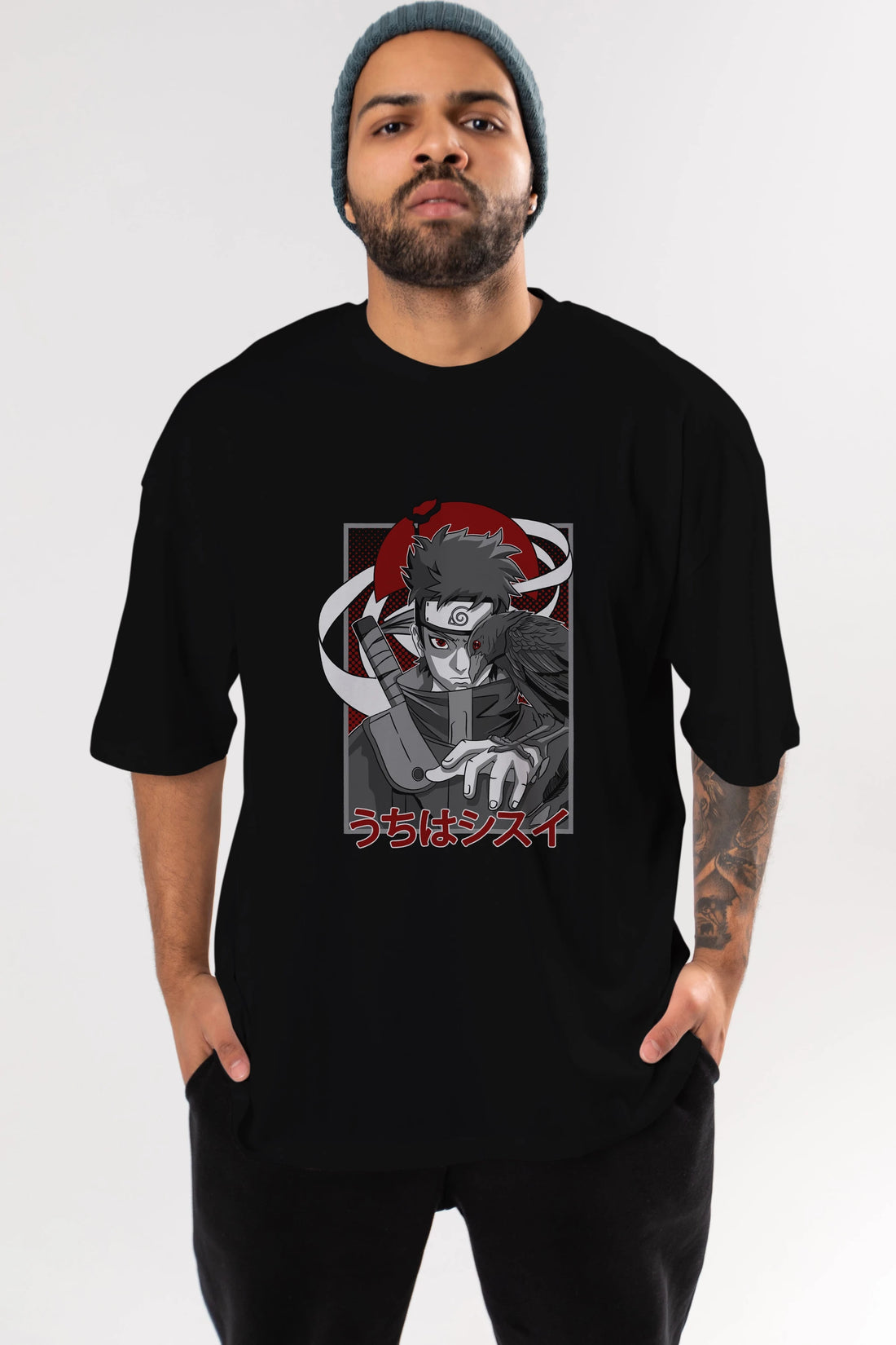 SHISUI UCHIHA NARUTO Anime Ön Baskılı Oversize t-shirt %100 pamuk Erkek Kadın Unisex