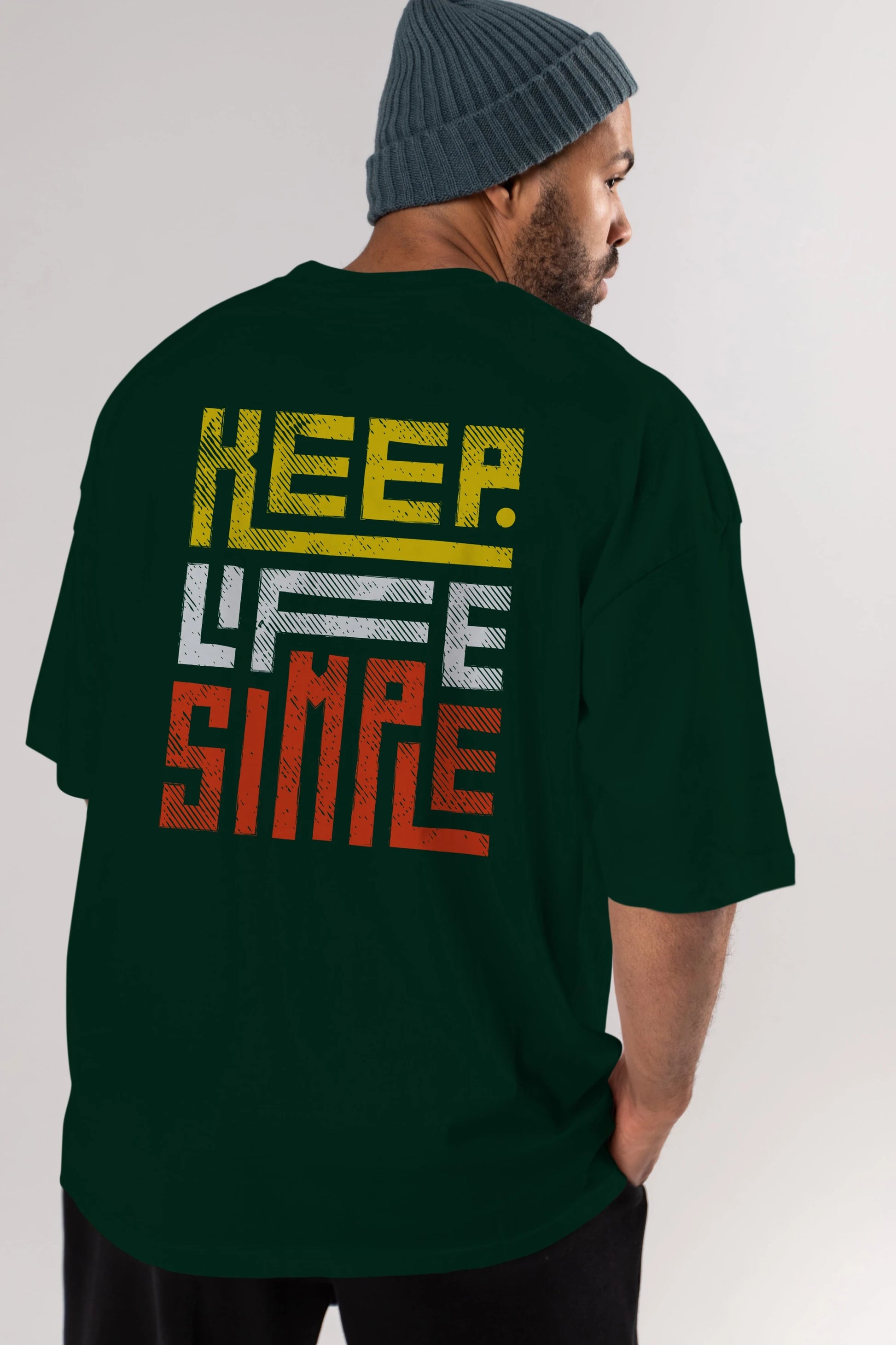 Keep Life Simple Yazılı Arka Baskılı Oversize t-shirt Erkek Kadın Unisex