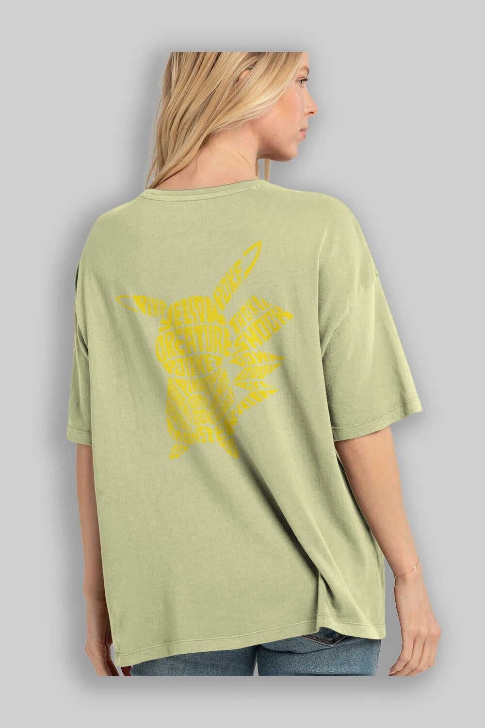 Pocket Monster Arka Baskılı Oversize t-shirt %100 pamuk Erkek Kadın Unisex