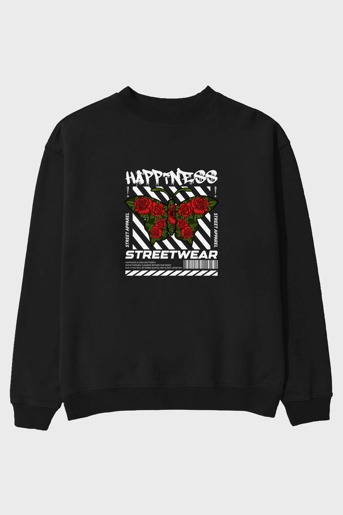 Happiness Streetwear Ön Baskılı Oversize Sweatshirt Erkek Kadın Unisex