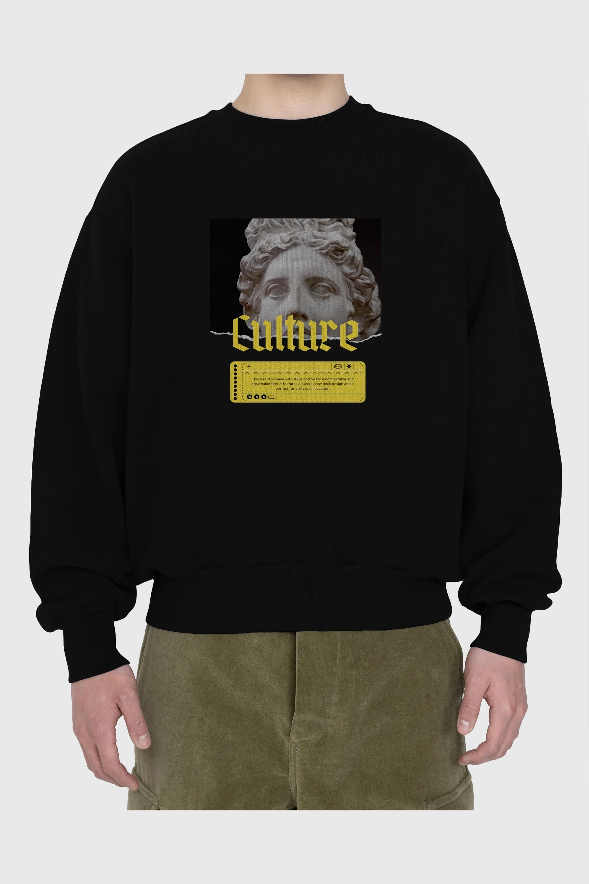 Culture Yazılı Ön Baskılı Oversize Sweatshirt Erkek Kadın Unisex