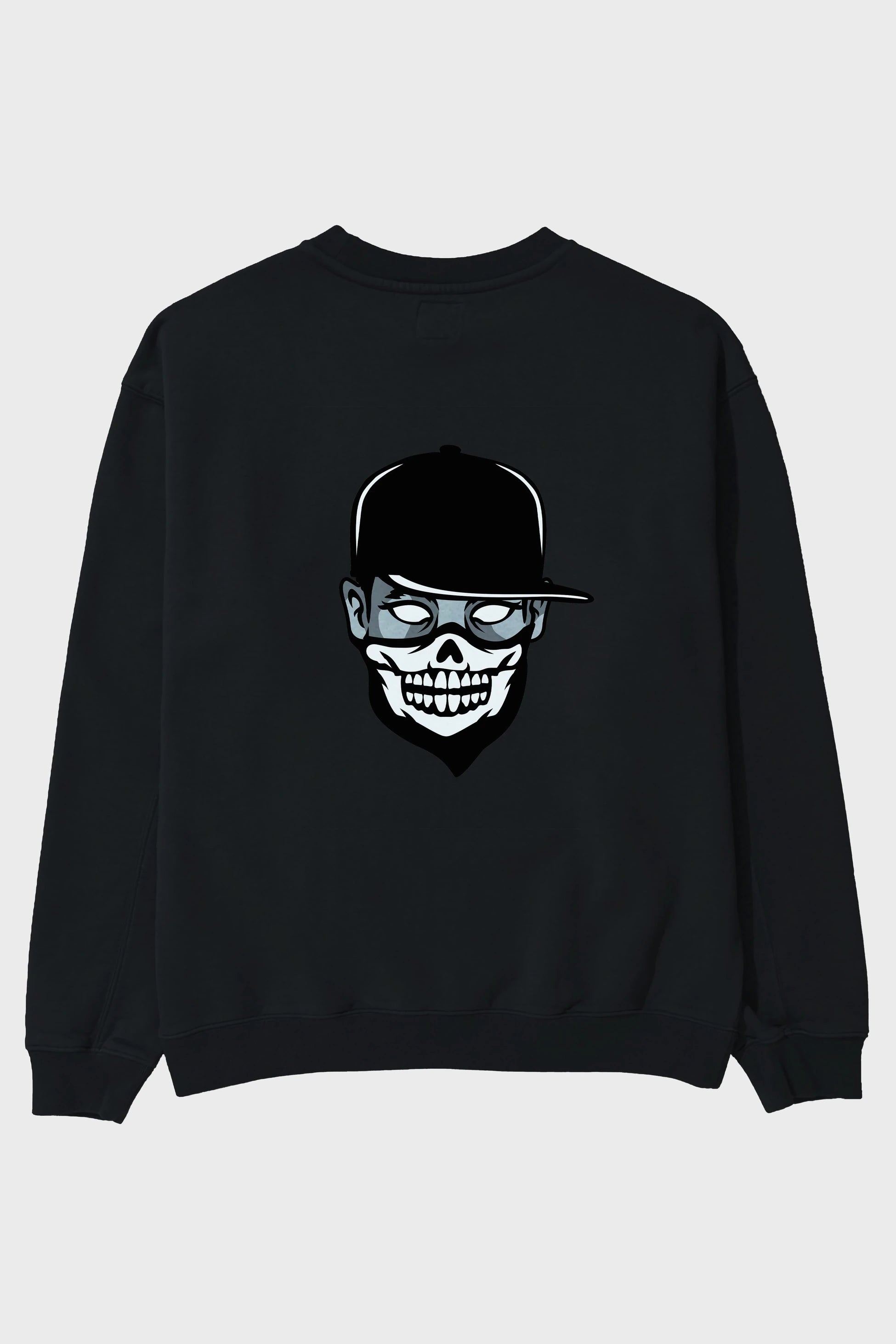 Skull Mask Arka Baskılı Oversize Sweatshirt Erkek Kadın Unisex