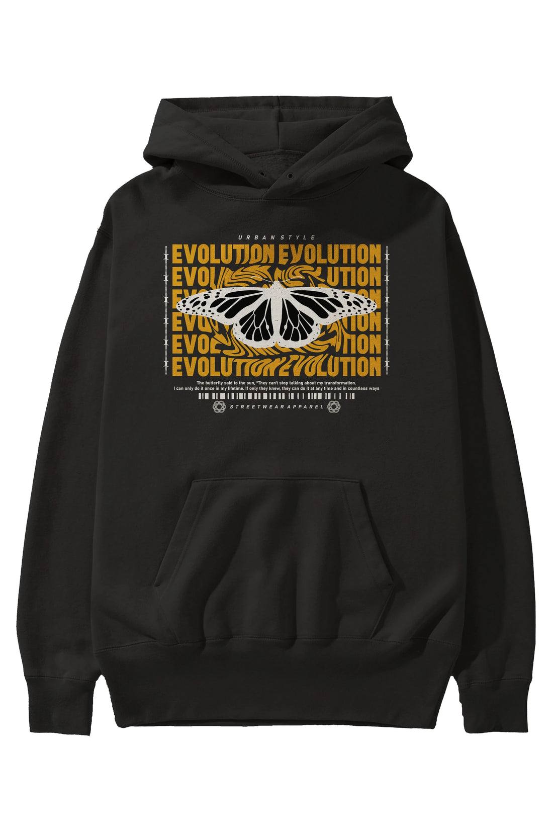 Evolution Urban Style Ön Baskılı Hoodie Oversize Kapüşonlu Sweatshirt Erkek Kadın Unisex