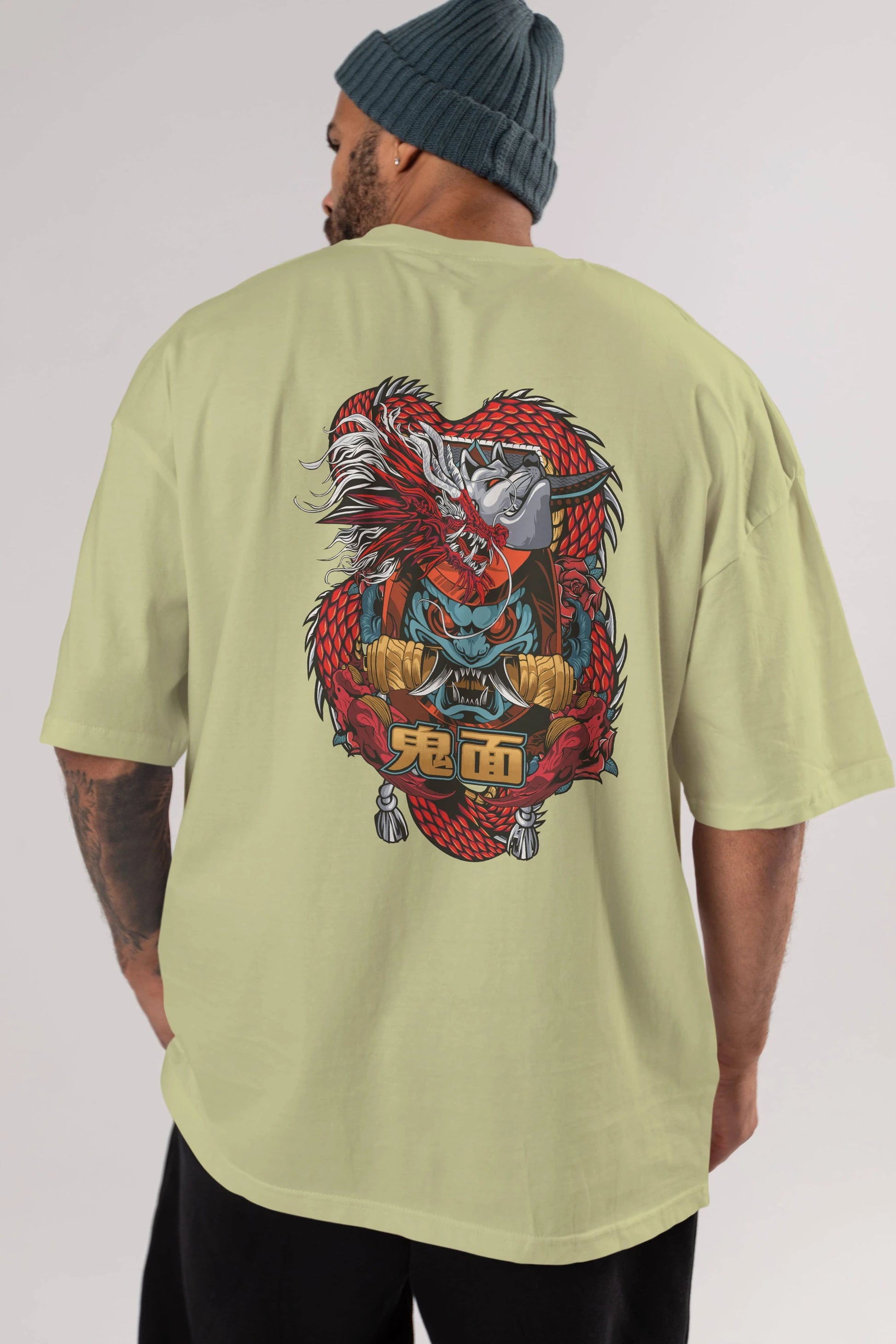 TRIBAL Anime Arka Baskılı Oversize t-shirt Erkek Kadın Unisex