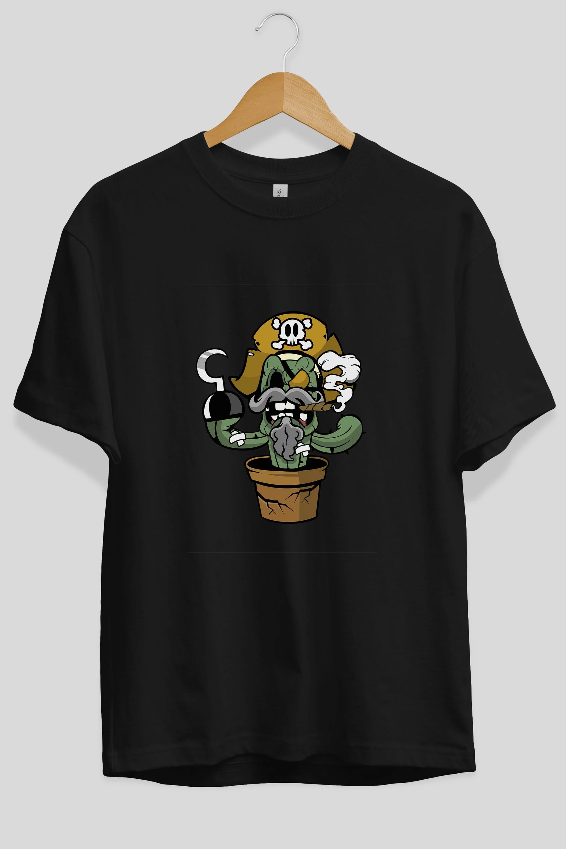 Pirate Cactus Ön Baskılı Oversize t-shirt Erkek Kadın Unisex %100 Pamuk tişort