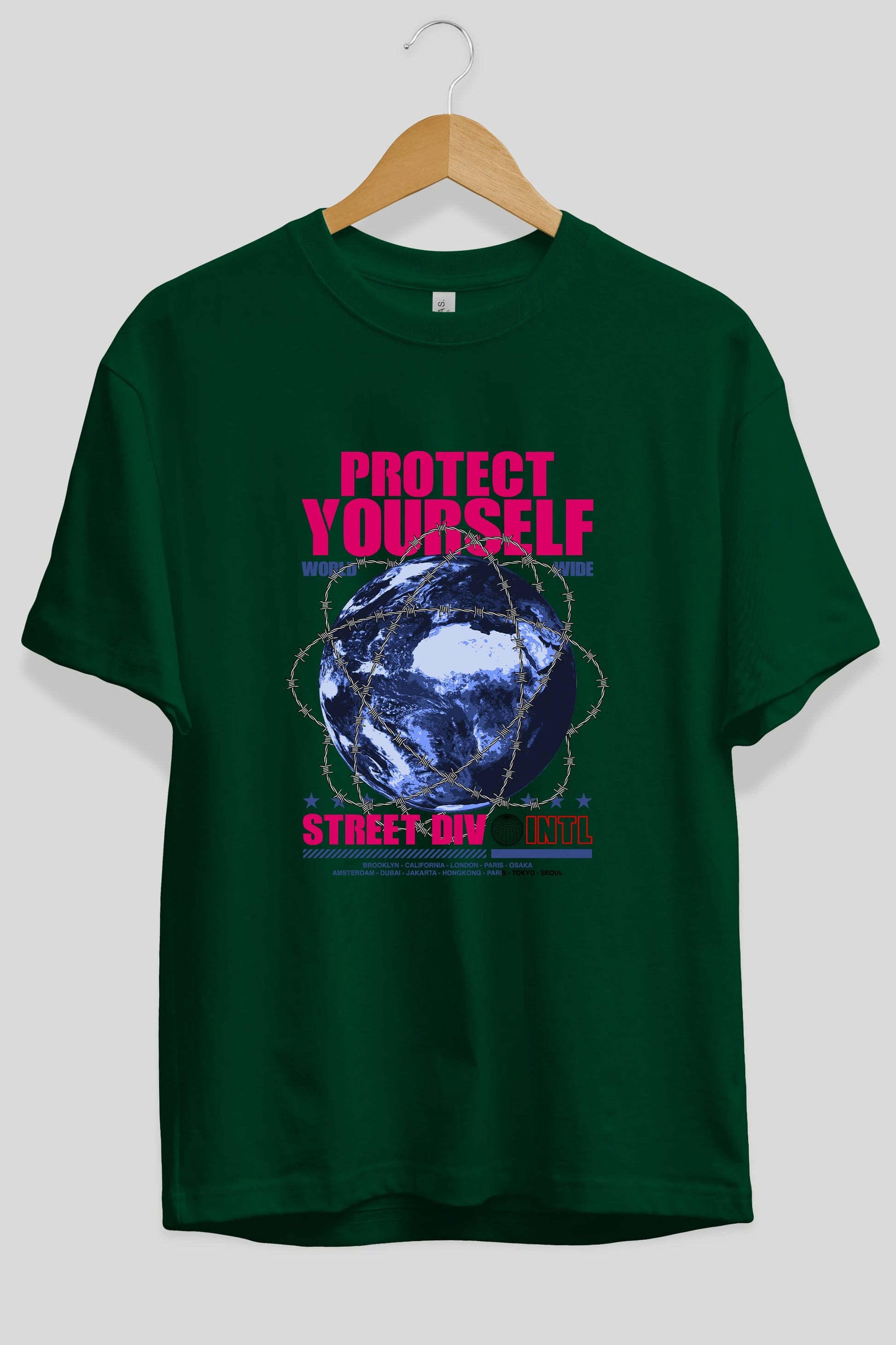 Protect Yourself Ön Baskılı Oversize t-shirt Erkek Kadın Unisex
