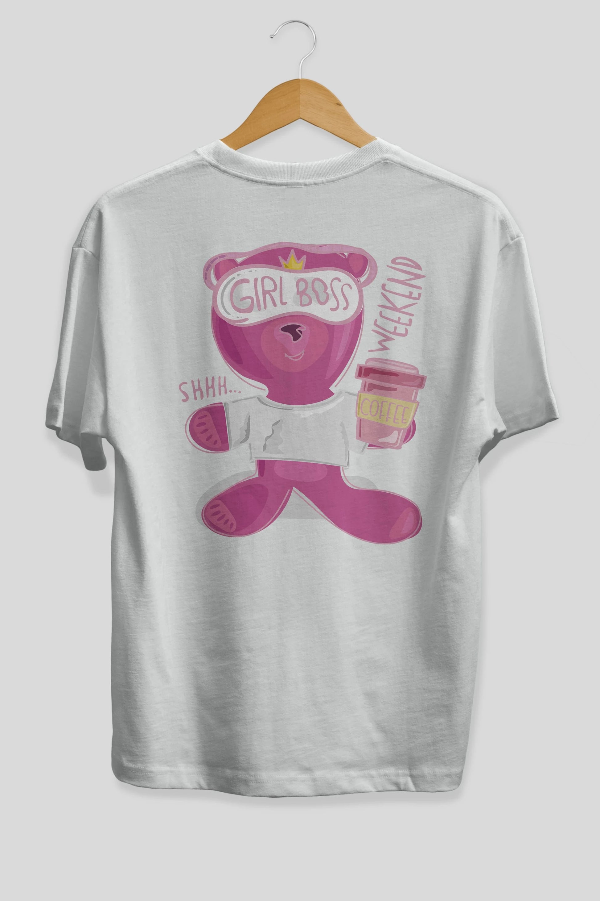 Girl Boss Bear Arka Baskılı Oversize t-shirt Erkek Kadın Unisex