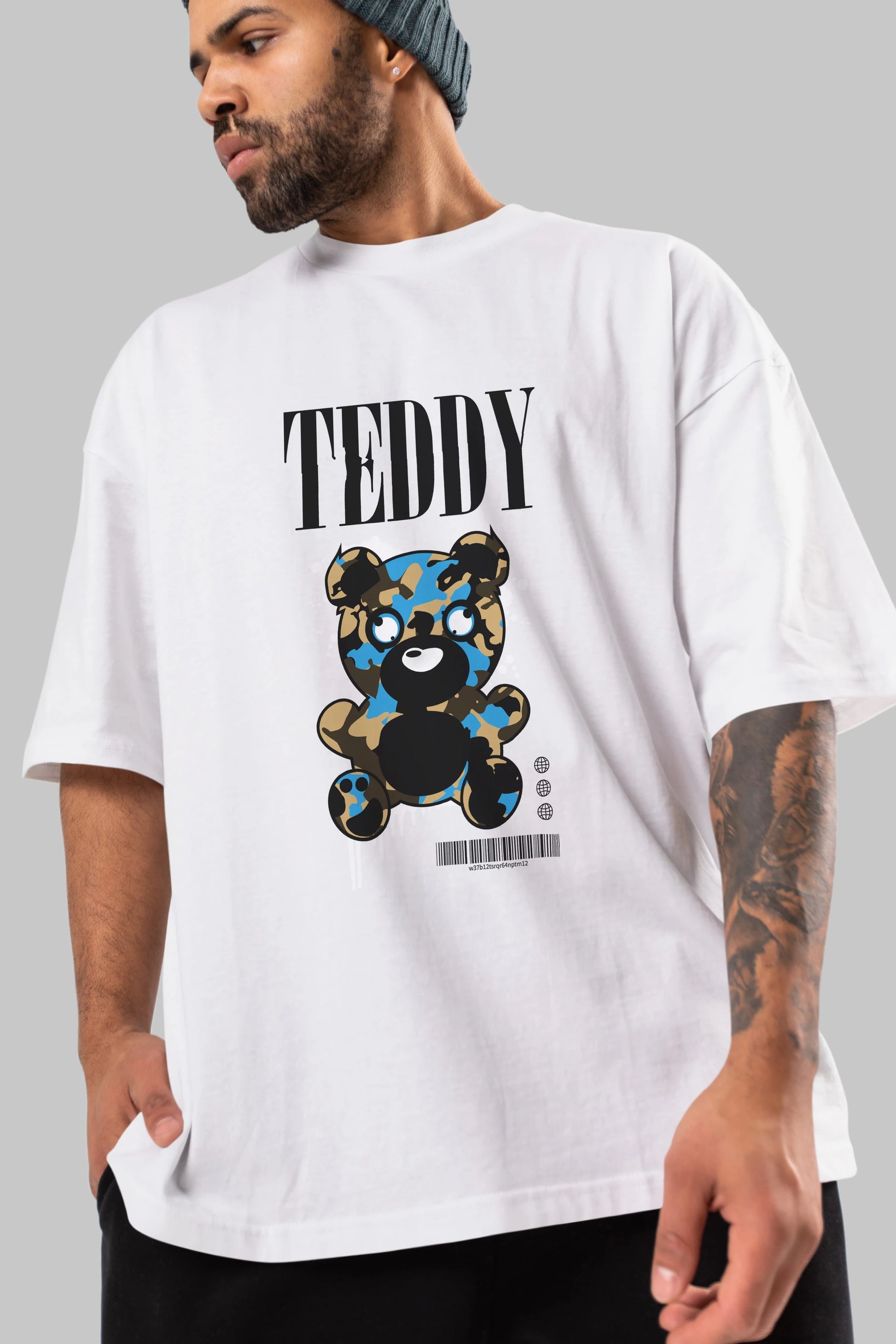 Teddy Bear Streetwear Ön Baskılı Oversize t-shirt Erkek Kadın Unisex