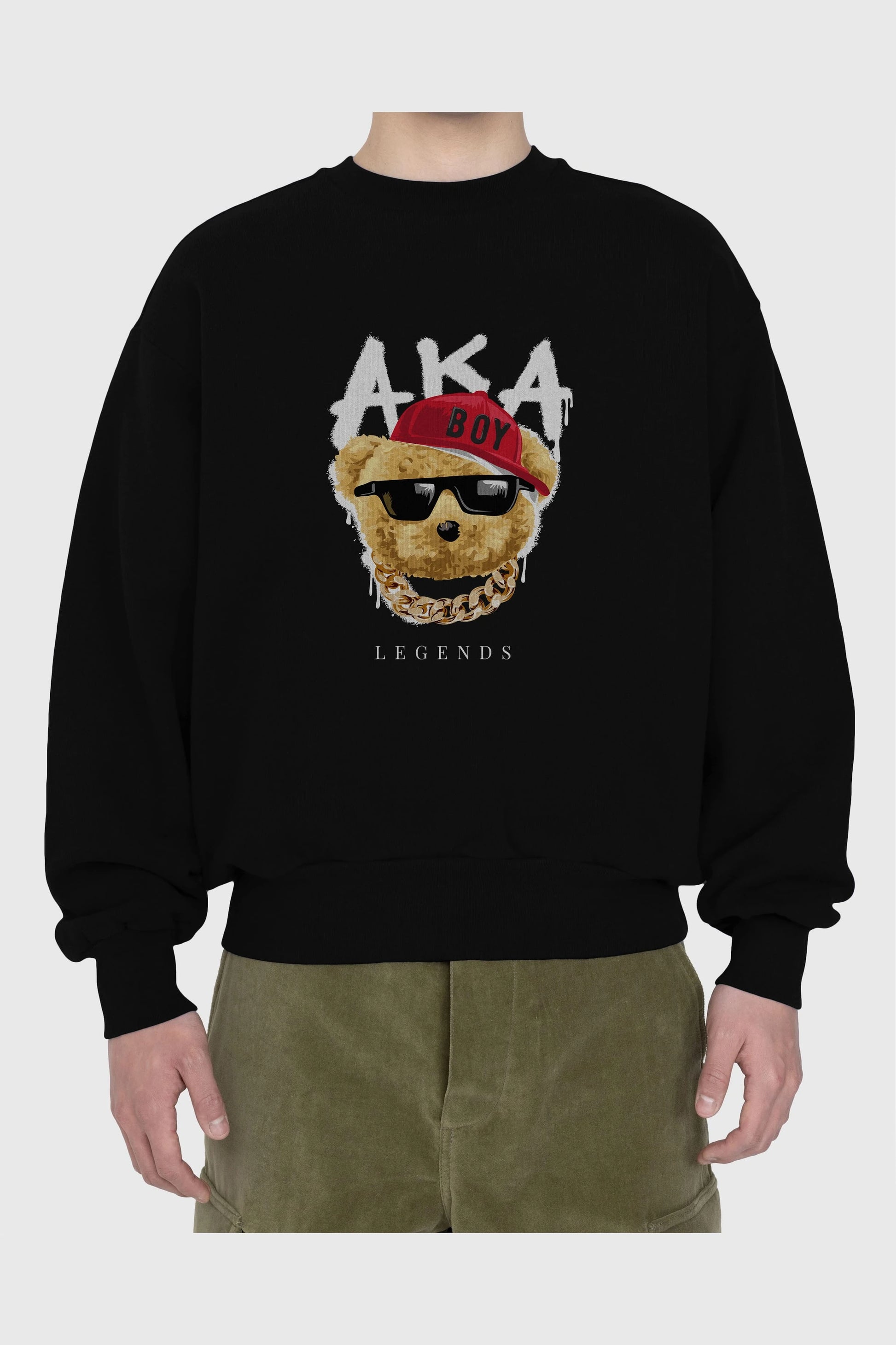 Teddy Bear Legends Ön Baskılı Oversize Sweatshirt Erkek Kadın Unisex