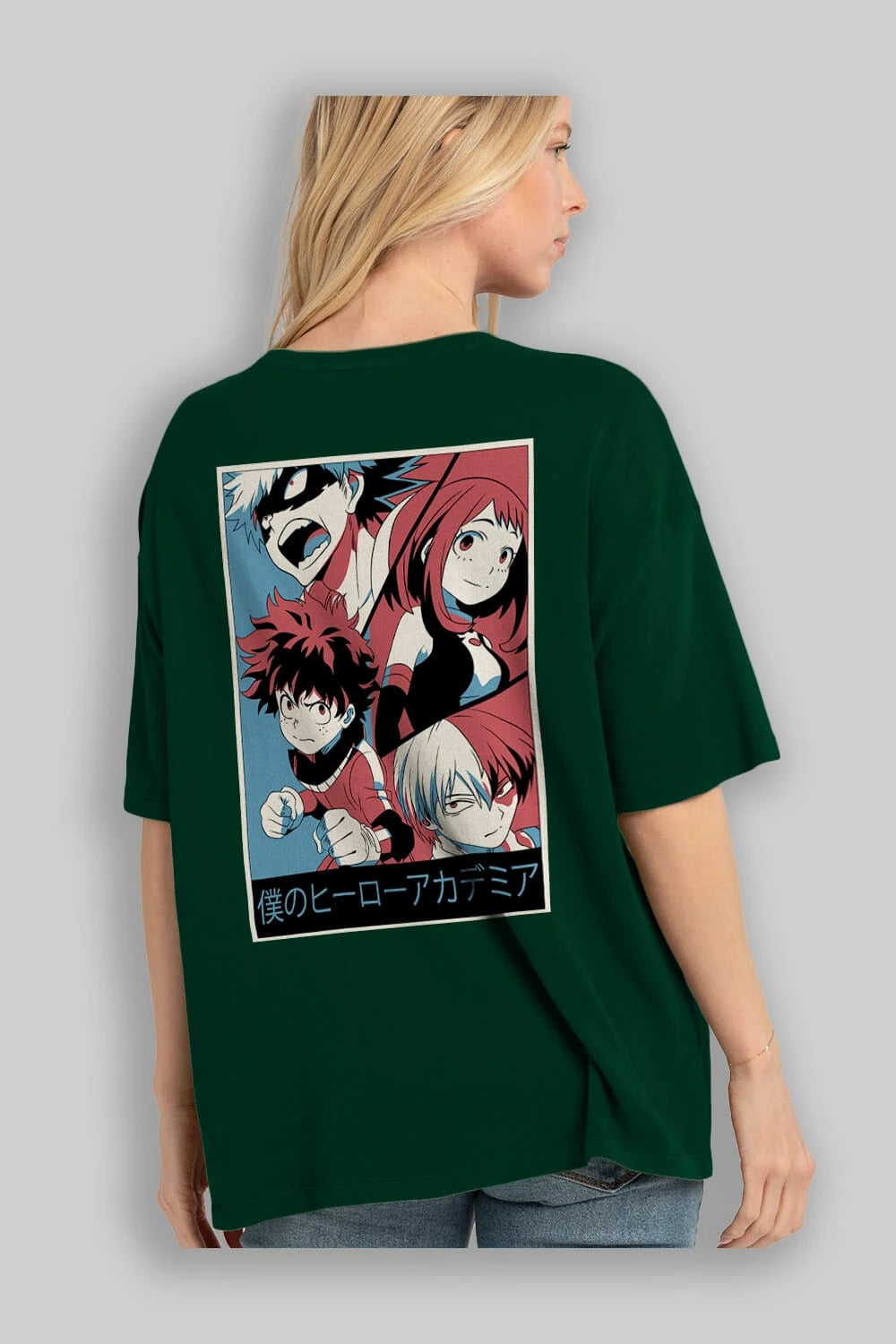 BokuNoHero Anime Arka Baskılı Oversize t-shirt Erkek Kadın Unisex