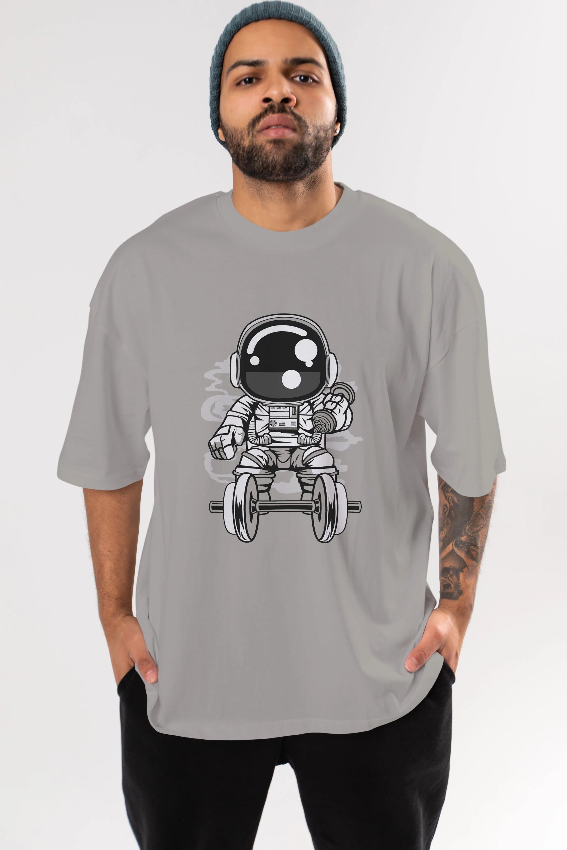 Astronaut Gym Ön Baskılı Oversize t-shirt Erkek Kadın Unisex
