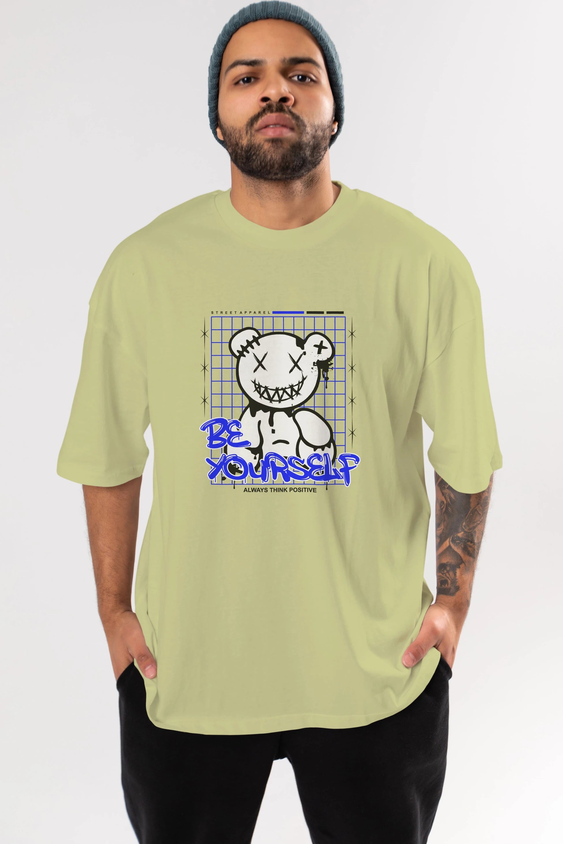 Teddy Bear Be Yourself Ön Baskılı Oversize t-shirt Erkek Kadın Unisex