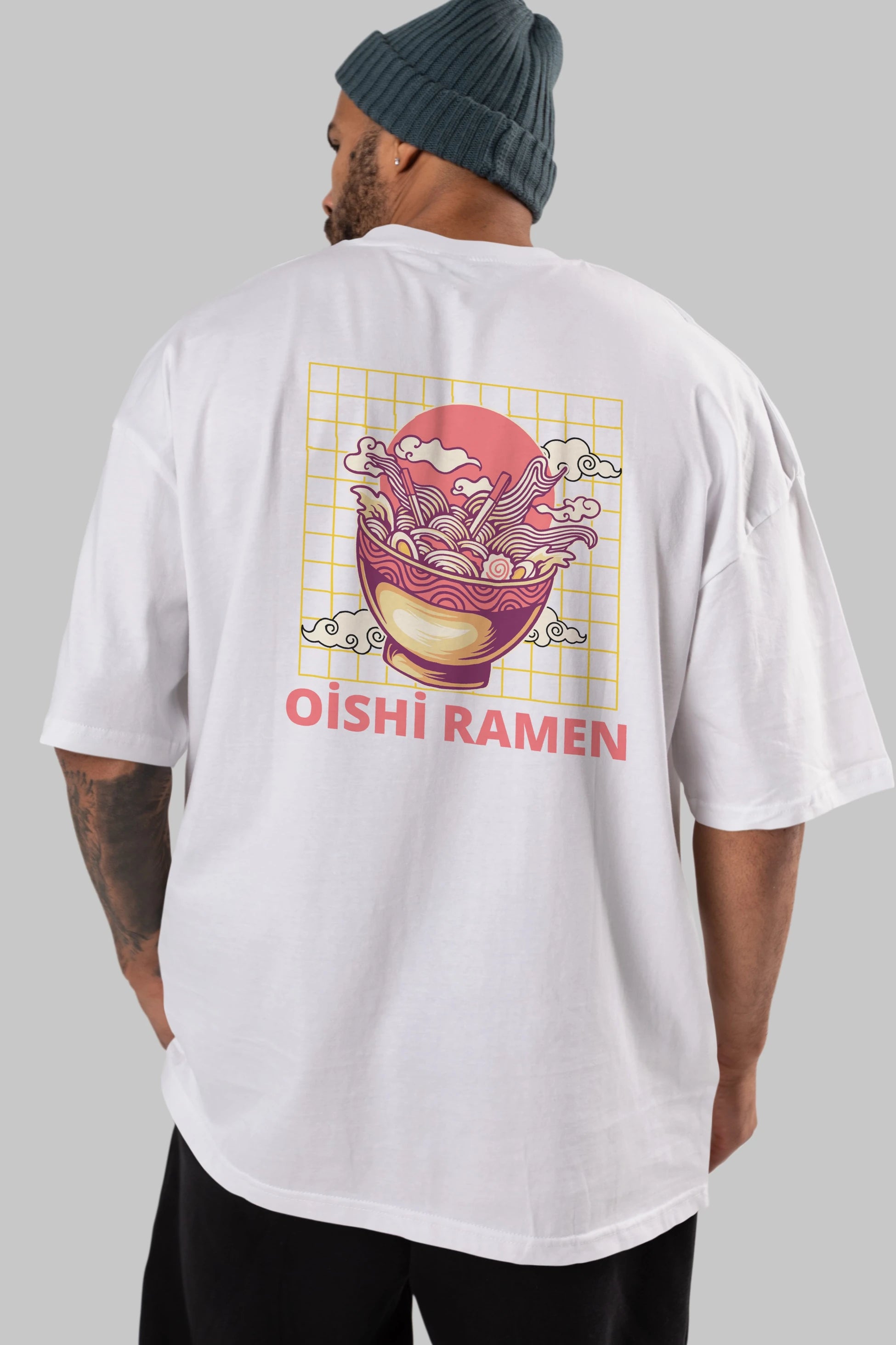 Oishi Ramen Yazılı Arka Baskılı Oversize t-shirt Erkek Kadın Unisex