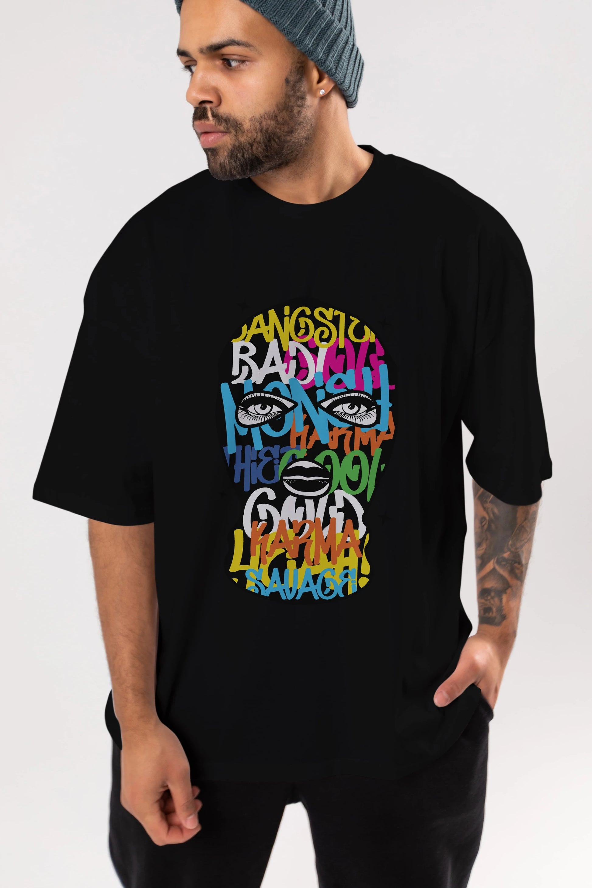Karma Savage Ön Baskılı Oversize t-shirt Erkek Kadın Unisex