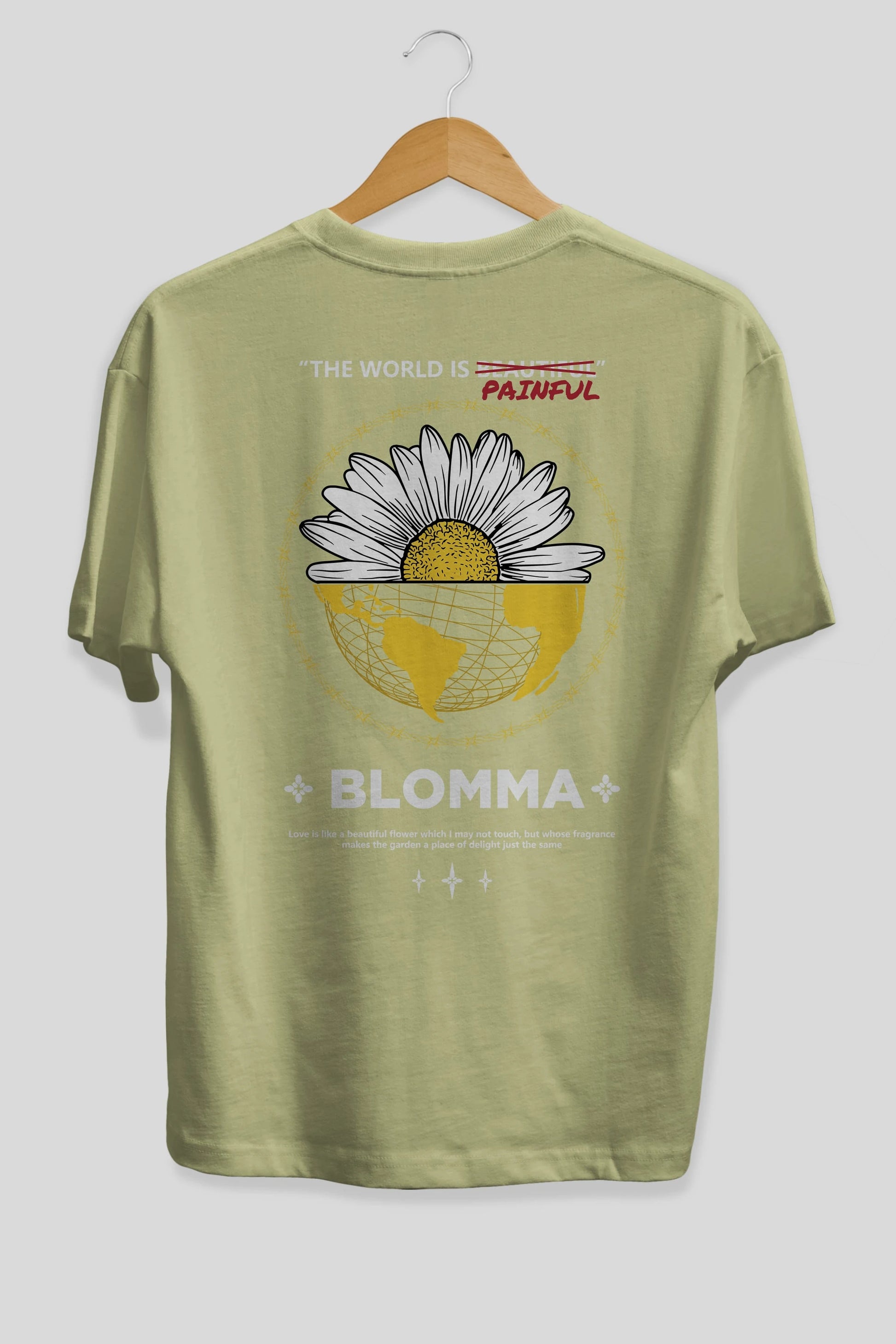 Blomma Arka Baskılı Oversize t-shirt Erkek Kadın Unisex