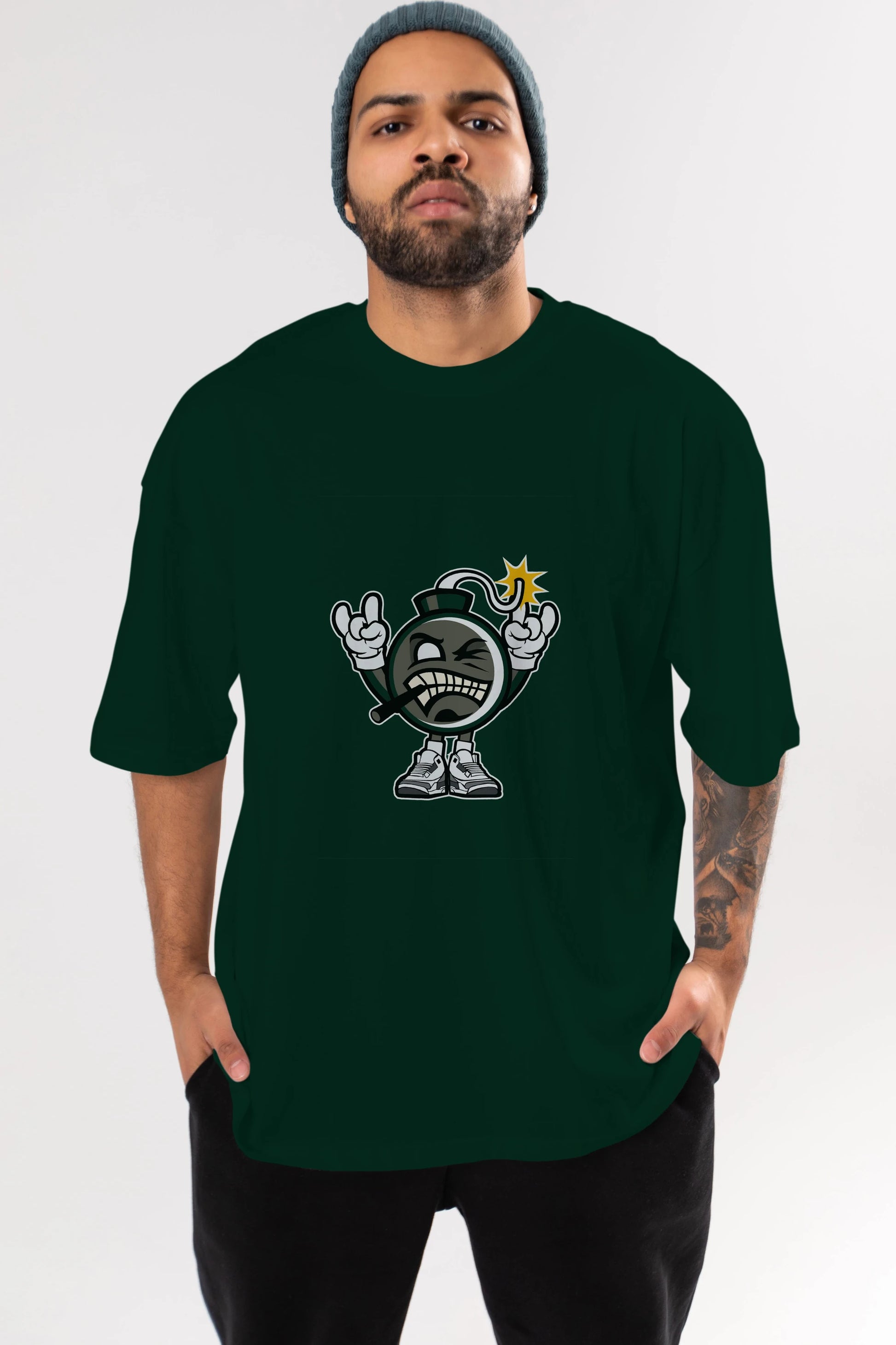 Evil Bomb Ön Baskılı Oversize t-shirt Erkek Kadın Unisex %100 Pamuk tişort