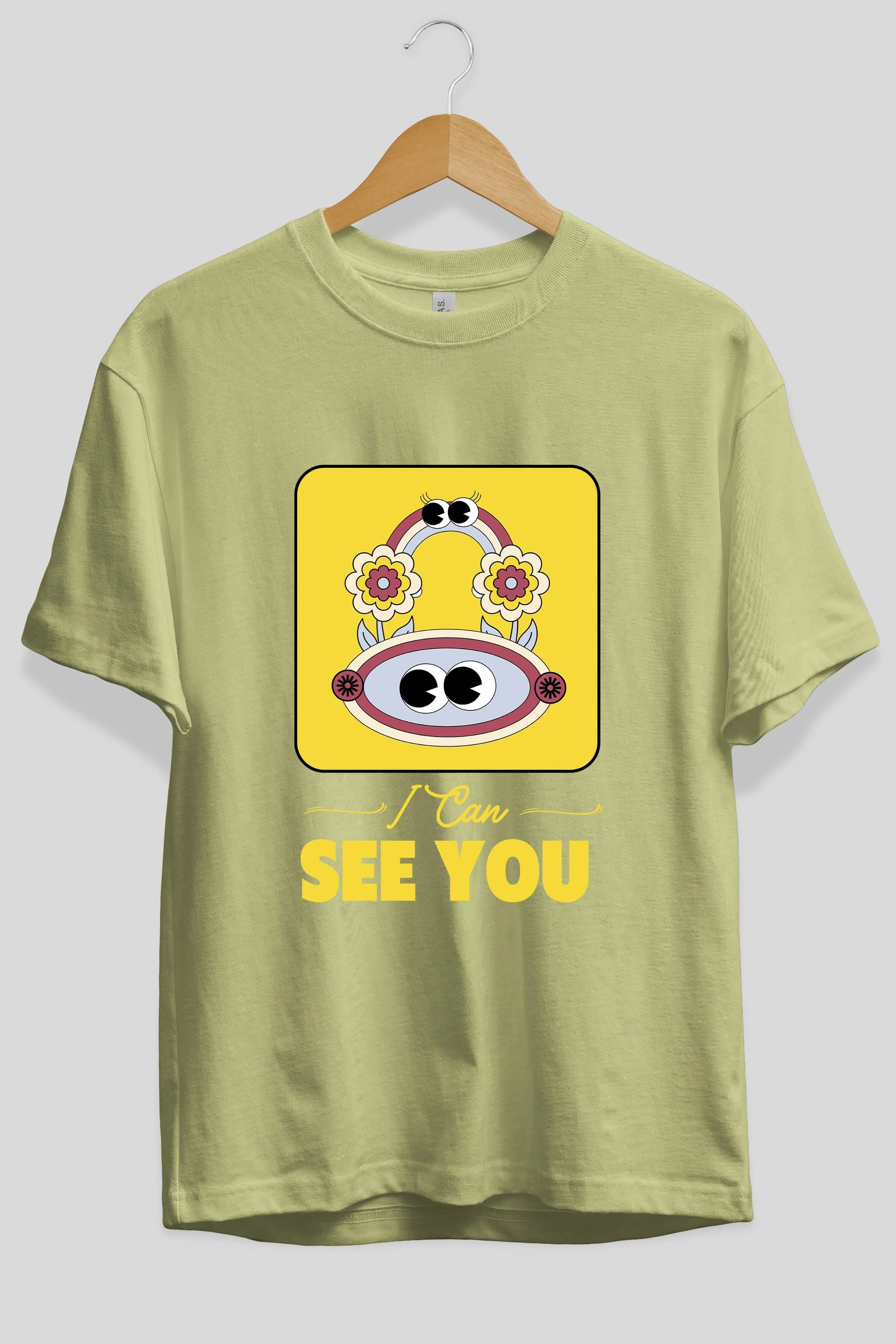 I Can See You Yazılı Ön Baskılı Oversize t-shirt Erkek Kadın Unisex