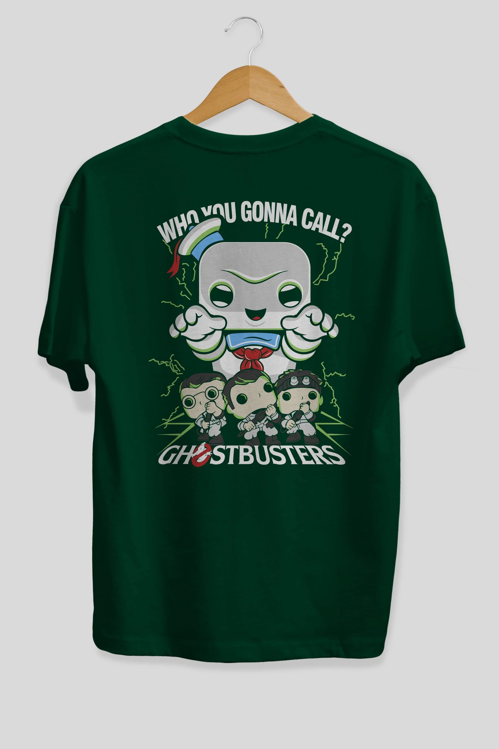 Ghostbusters Arka Baskılı Oversize t-shirt Erkek Kadın Unisex %100 Pamuk Bisiklet Yaka tişort
