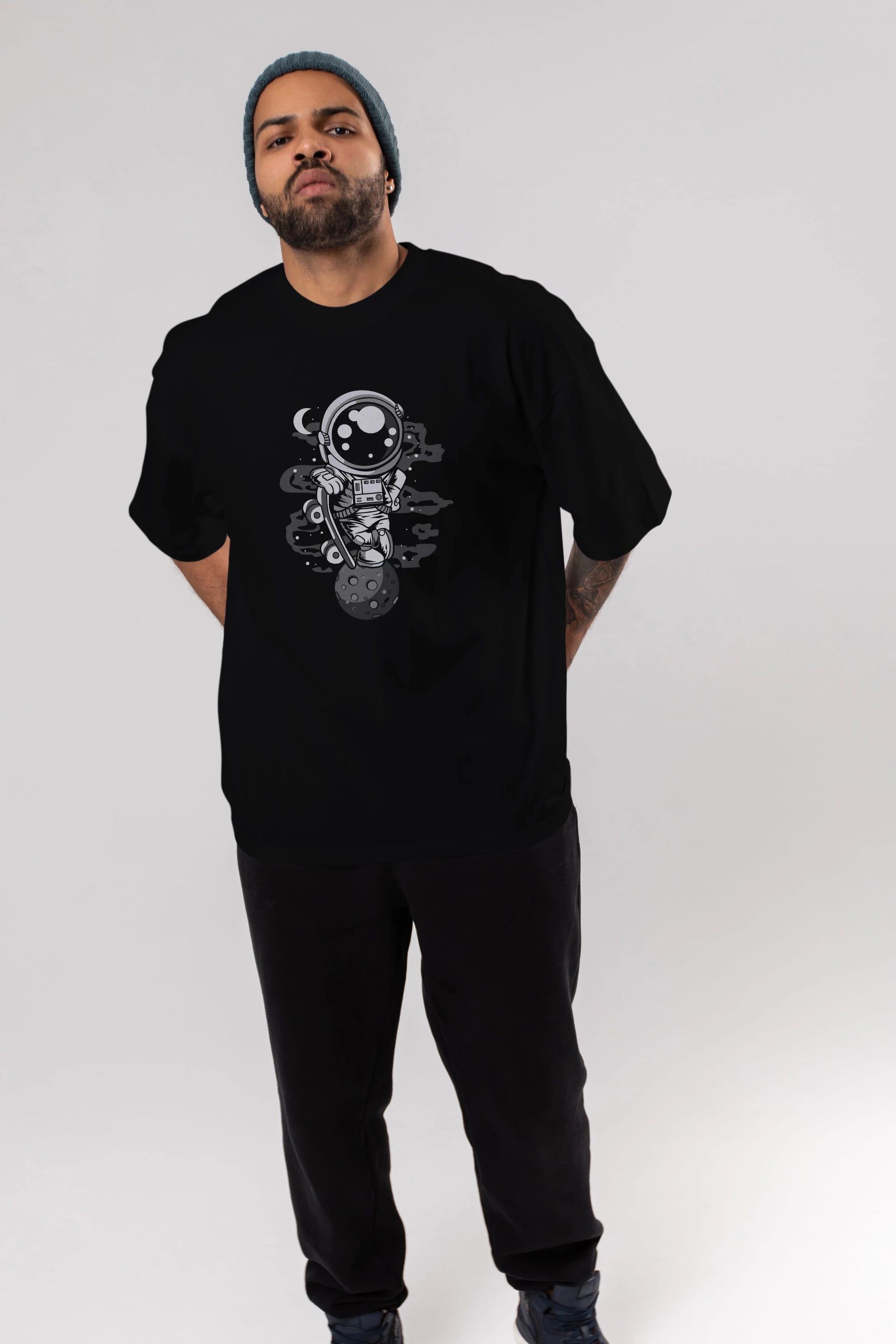 Astronaut Skater Boy Ön Baskılı Oversize t-shirt Erkek Kadın Unisex