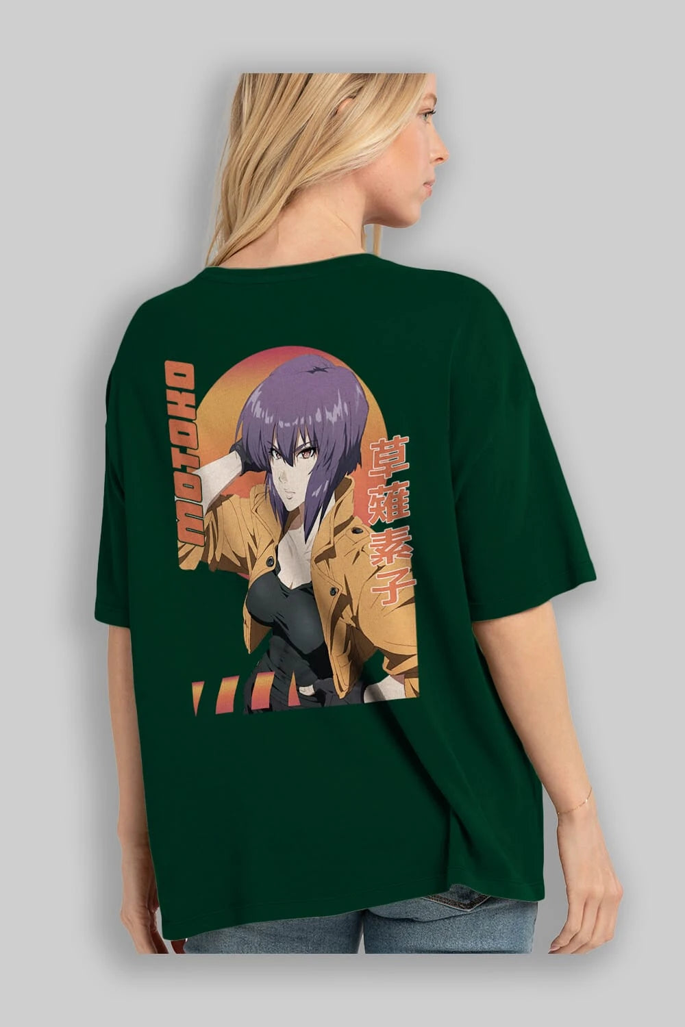 Motoko Kusanagi 9 Anime Arka Baskılı Oversize t-shirt Erkek Kadın Unisex