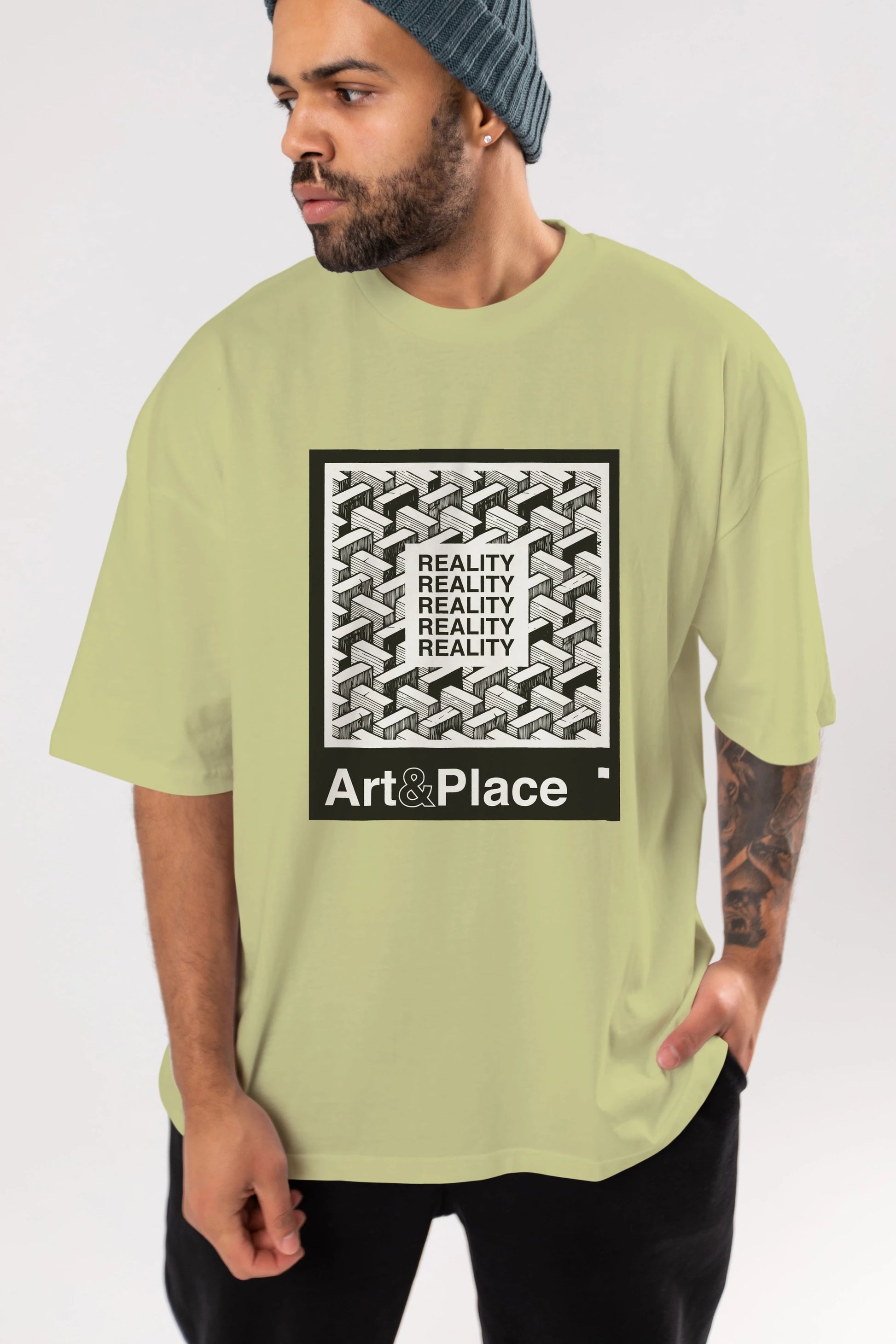 Reality Ön Baskılı Oversize t-shirt Erkek Kadın Unisex